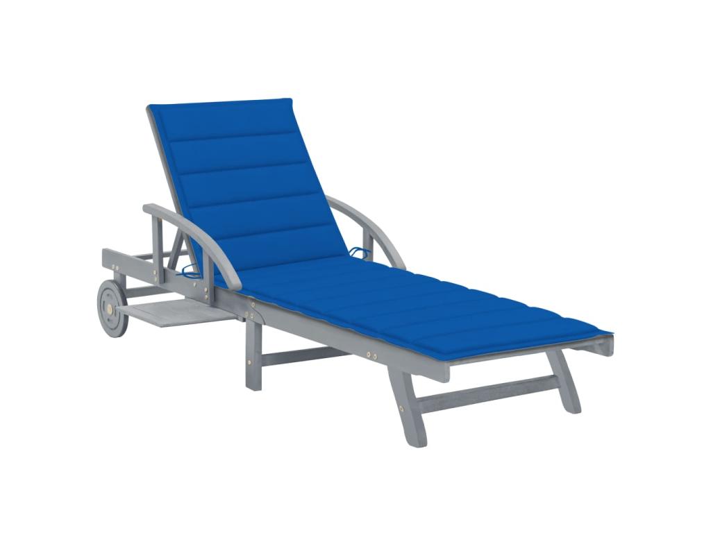 Transat Chaise Longue Bain De Soleil Lit De Jardin Terrasse Meuble D'extérieur Avec Coussin Bois D'acacia Solide 02_0012