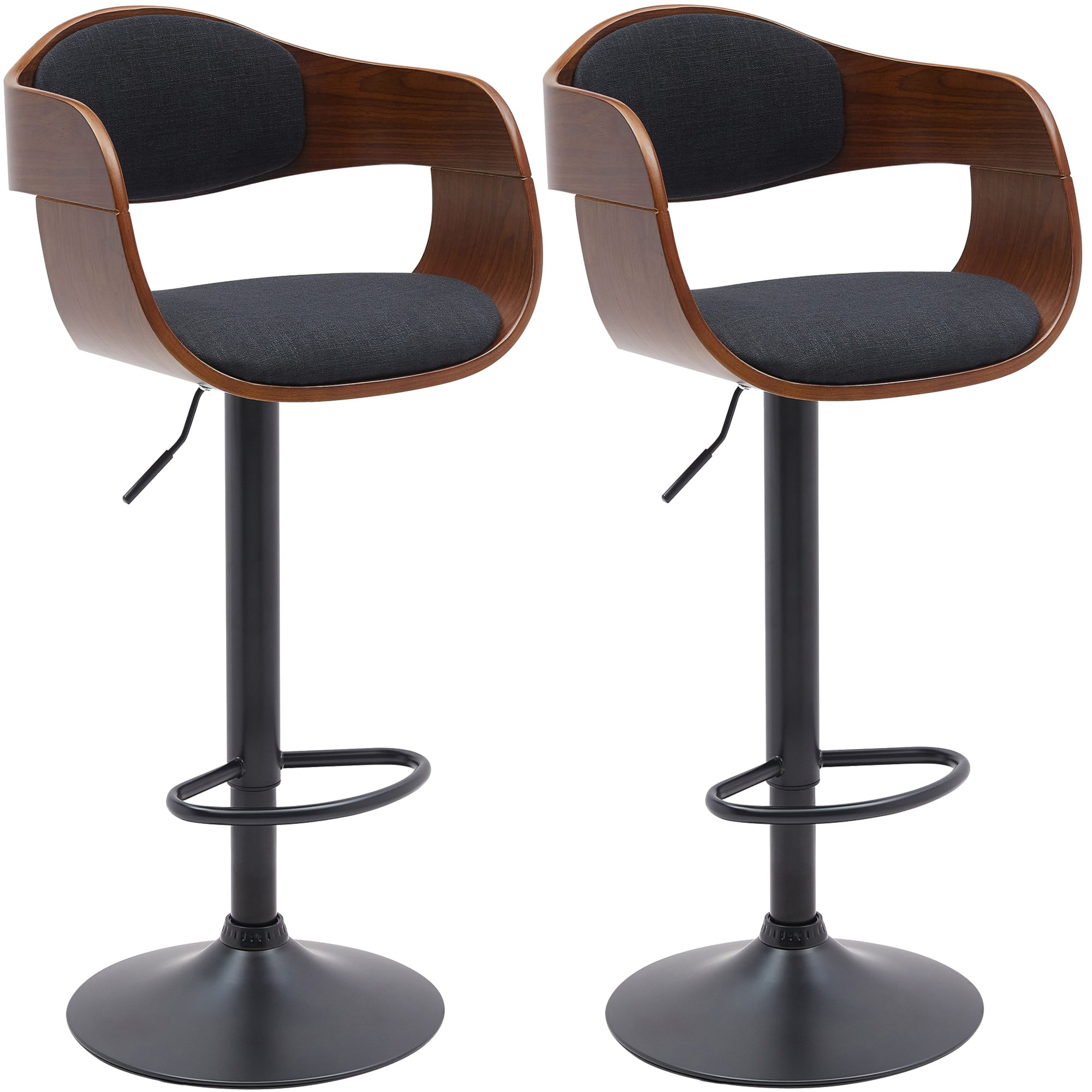 Lot De 2 Tabourets De Bar Kingston B Tissu Noyer/noir