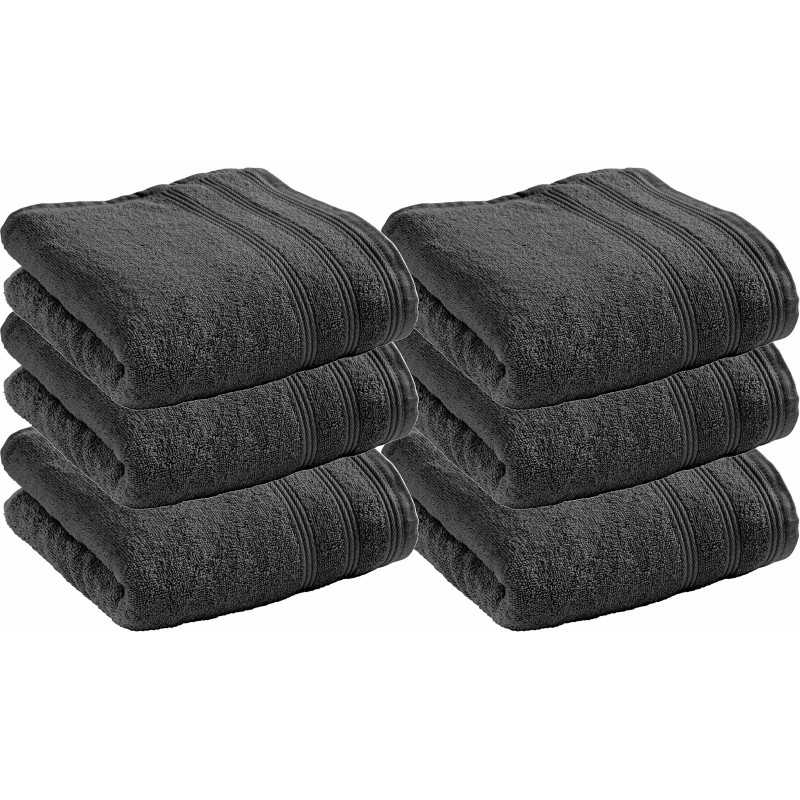 Lot De 6 Serviettes De Toilette Éponge "spa" 50 X 100 Cm / 400 Gr/m² - "spa" Ardoise - - "spa" Ardoise - Serviette De Toilette 50 X 100 Cm