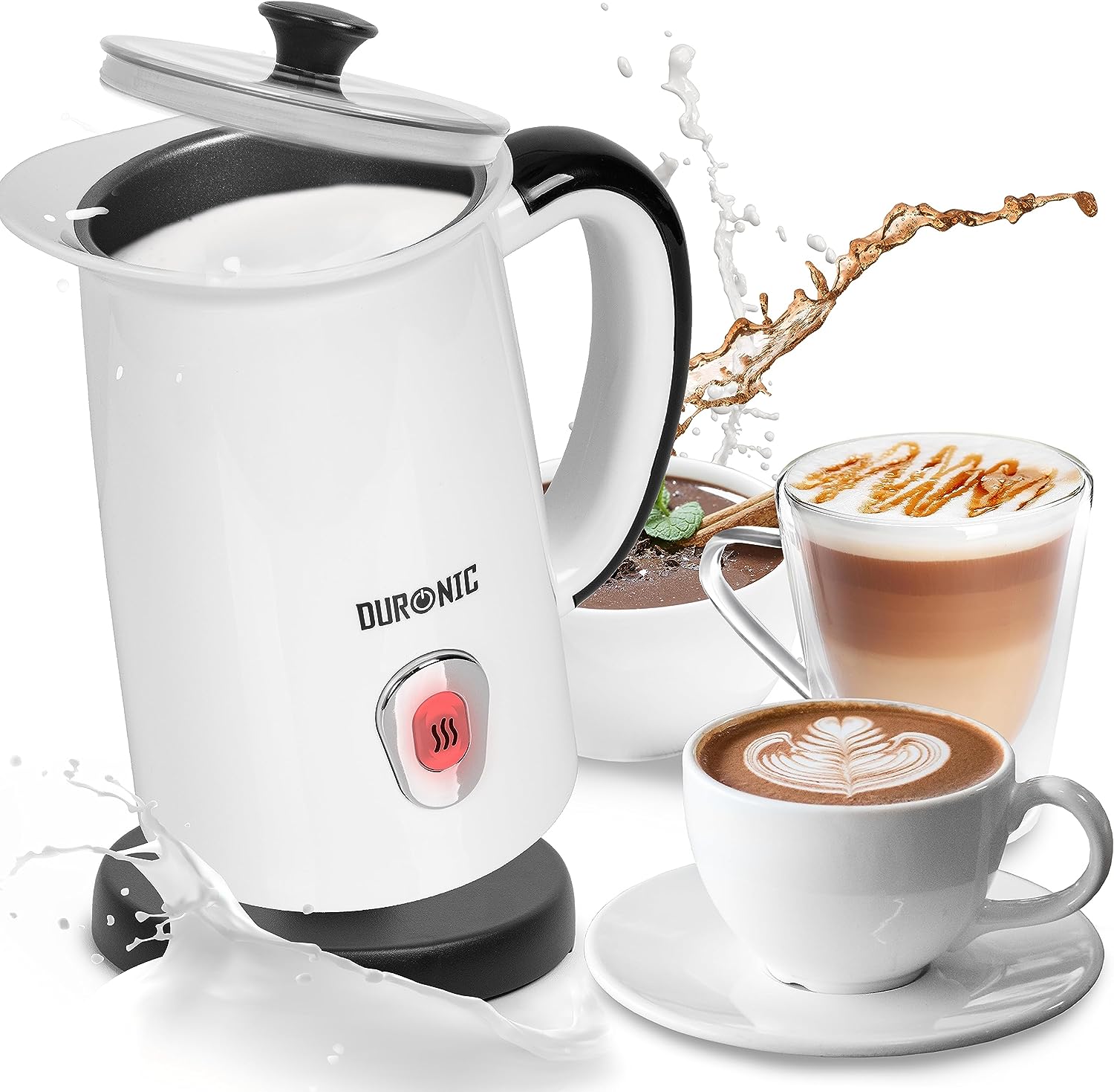 Mousseur À Lait Électrique Automatique 550w Capacité 240ml Pot En Inox Café Cappuccino Latte Thé Duronic Mf130