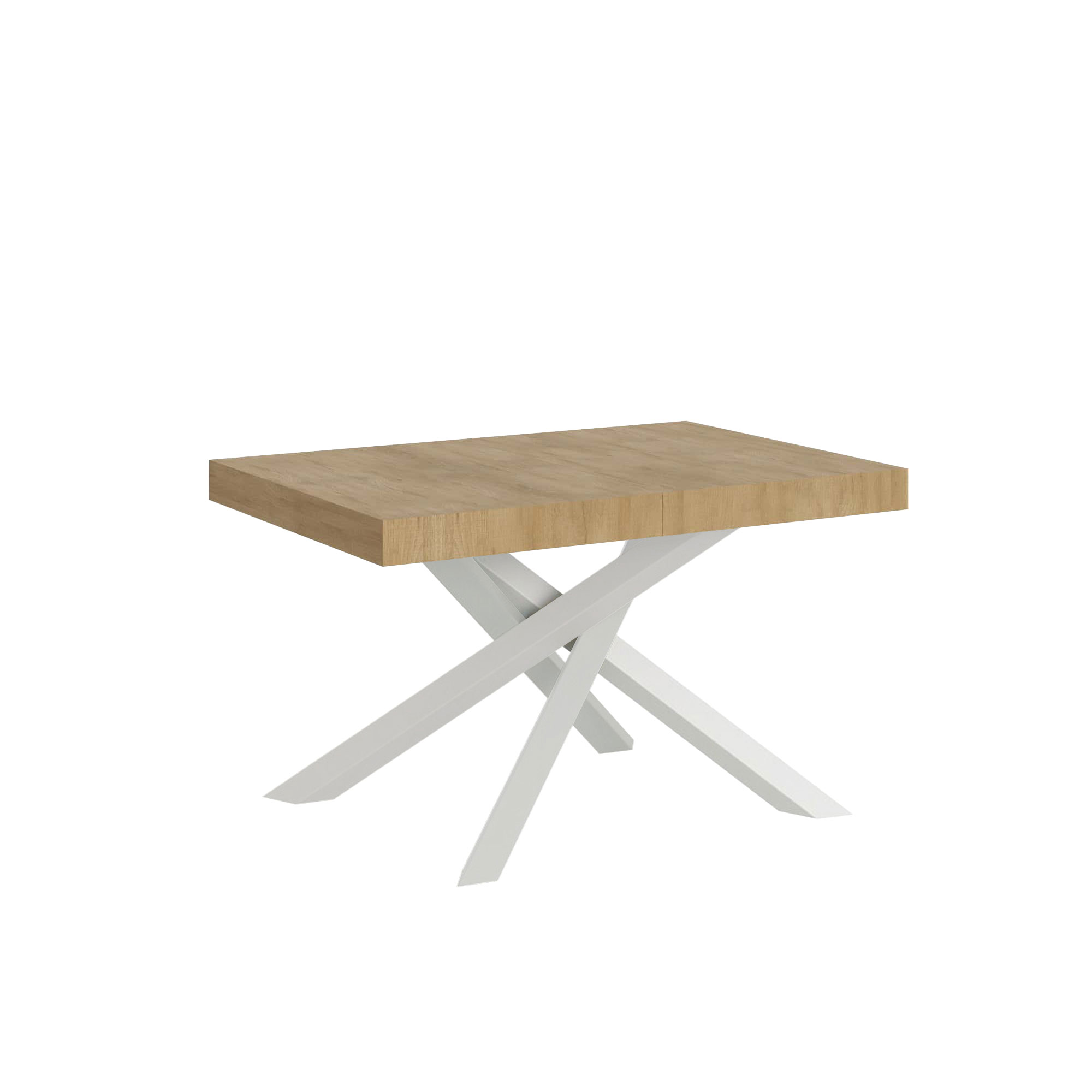 Table Extensible Volantis 120/224x90 Cm Chêne Naturel Pieds Blancs