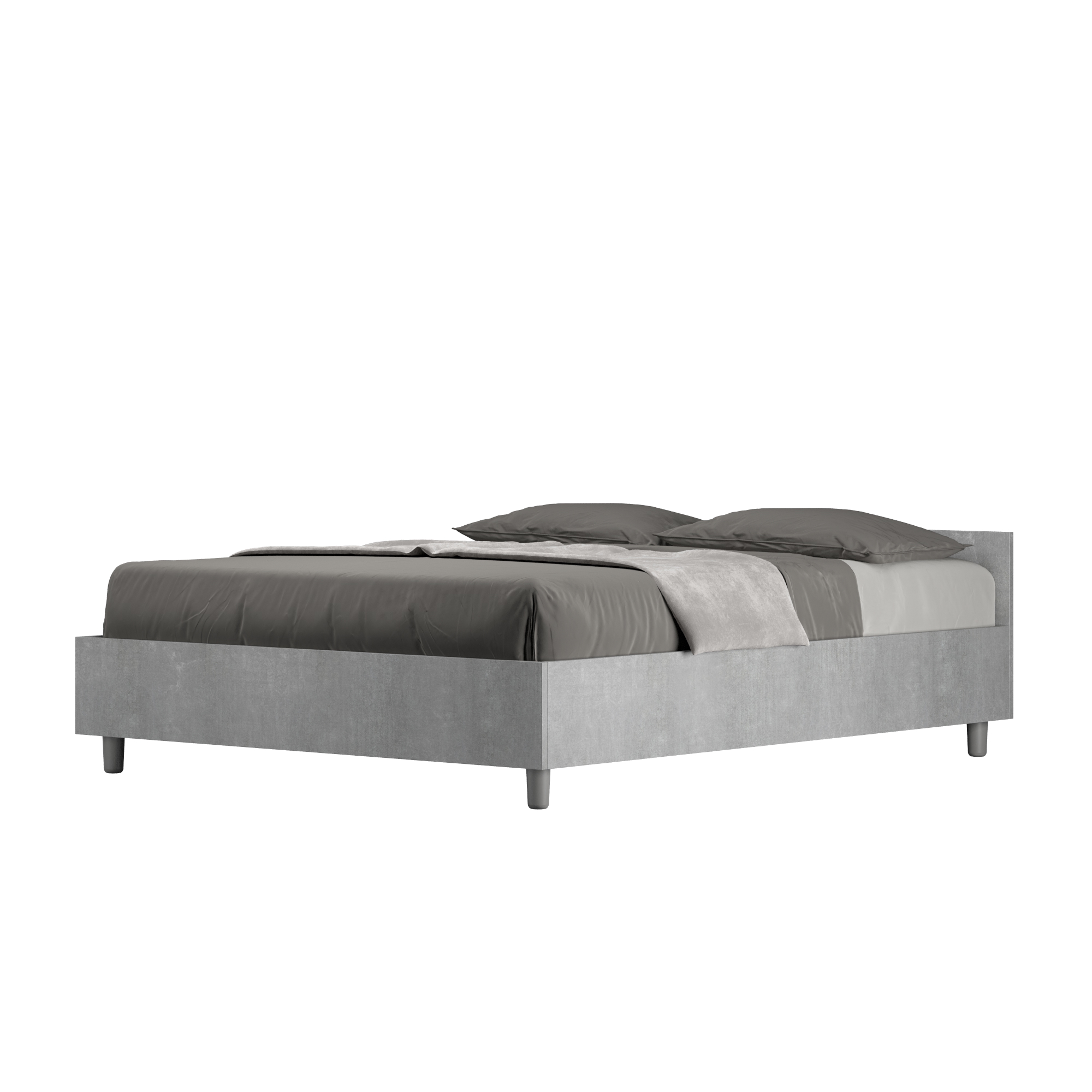 Lit Double Coffre 140x200 Gris Béton Nuamo