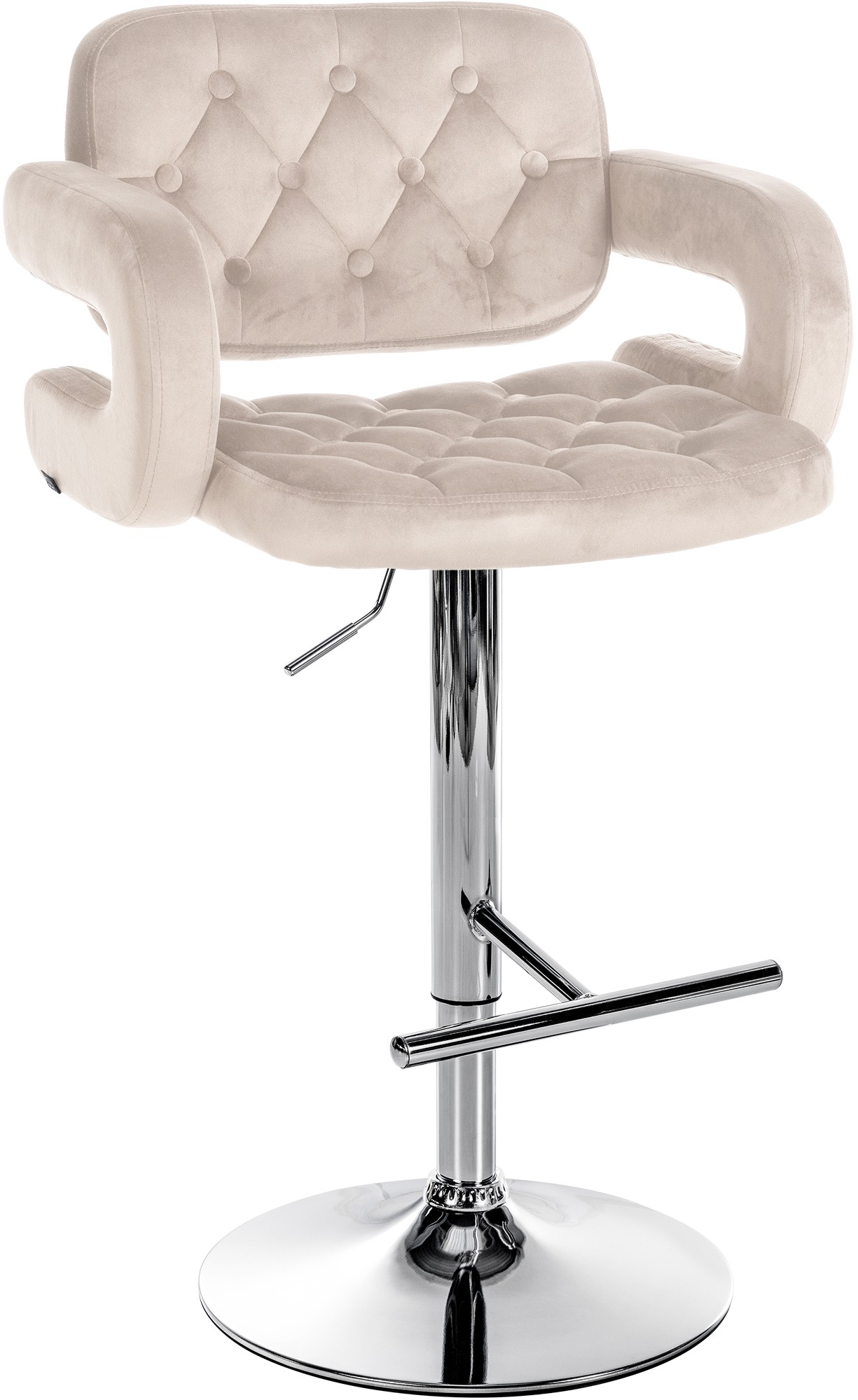 Tabouret De Bar Dublin Velours Chrome Crème