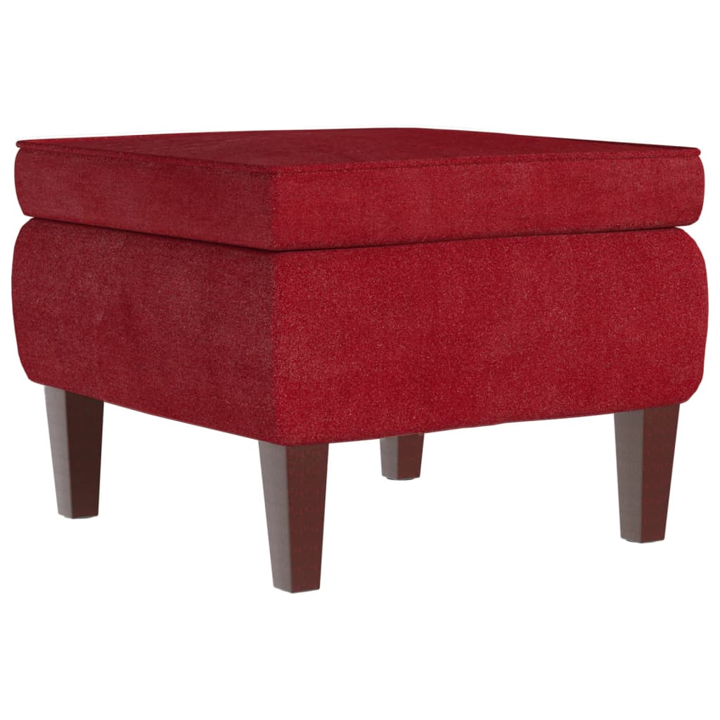 Tabouret Assise Repose-pieds Avec Pieds En Bois En Velours Rouge Bordeaux Dec026320