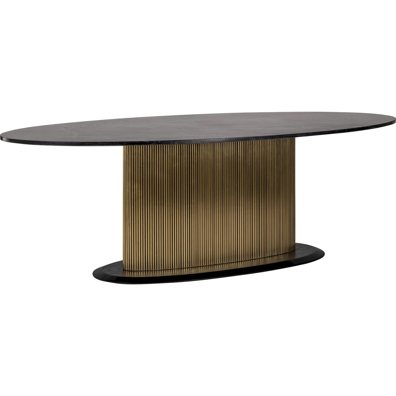 Table De Salle À Manger Design Oval Marbre Noir Et Bronze - Noir Sur Piètement Doré