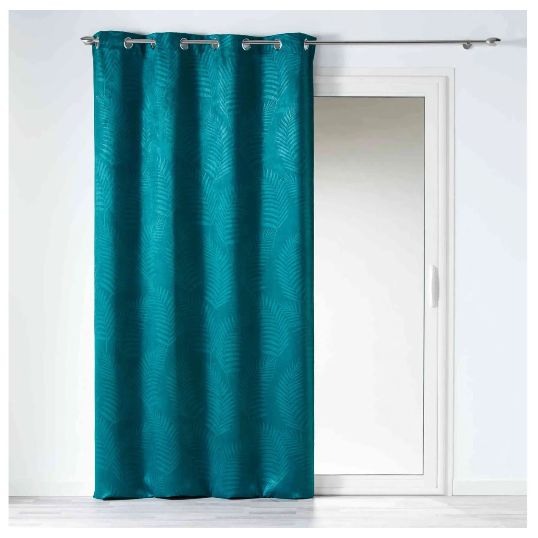 Rideau A Oeillets Occultant 140 X 240 Cm Tropicaline Petrole