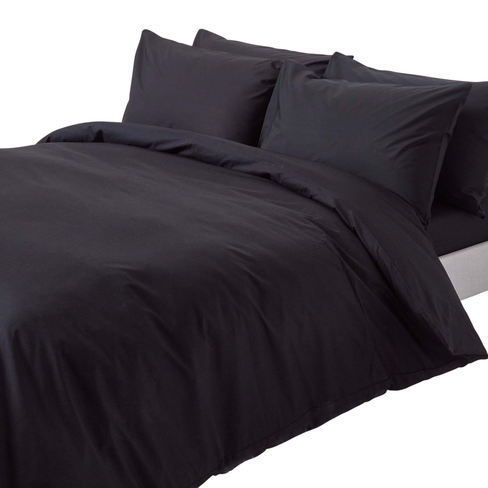 Parure De Lit 200x200cm - Coton Égyptien 200tc - Noir - Homescapes