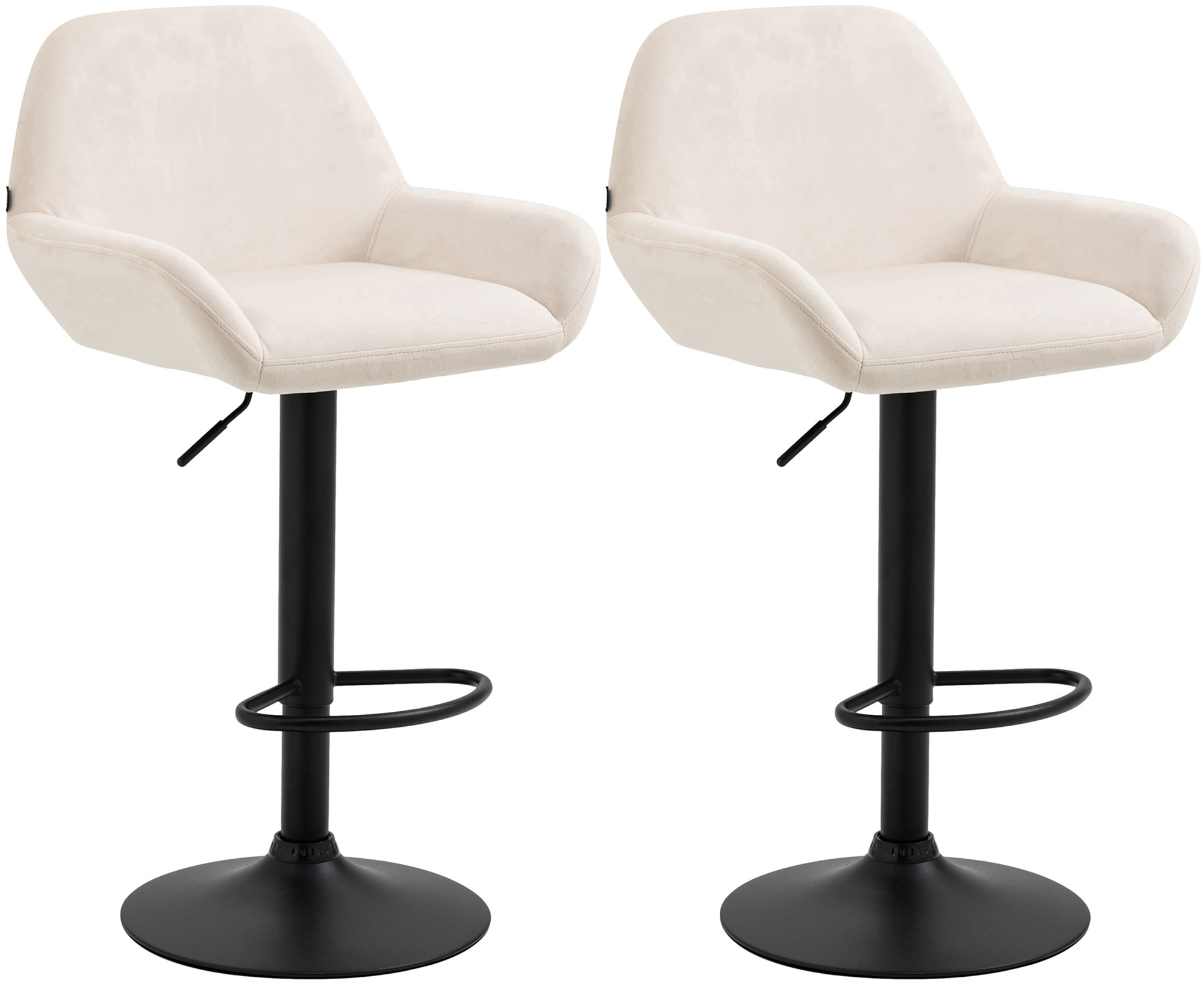 Lot De 2 Tabourets De Bar Braga Velours Noir Crème