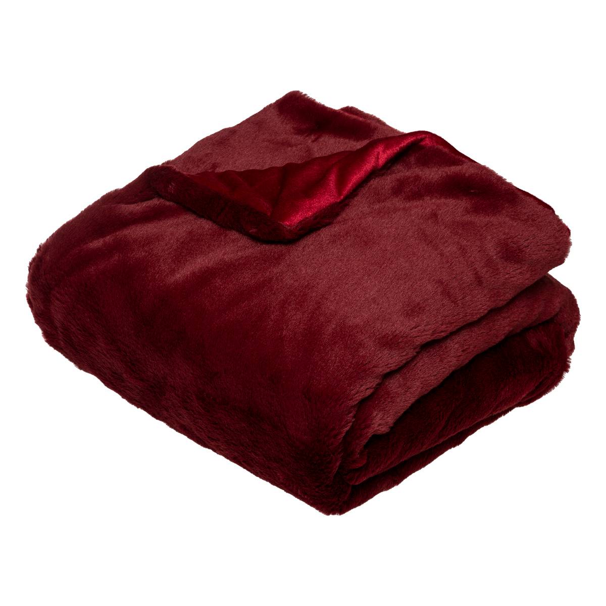 Plaid Effet Fourrure Rouge 125x150cm - Feeric Lights & Christmas