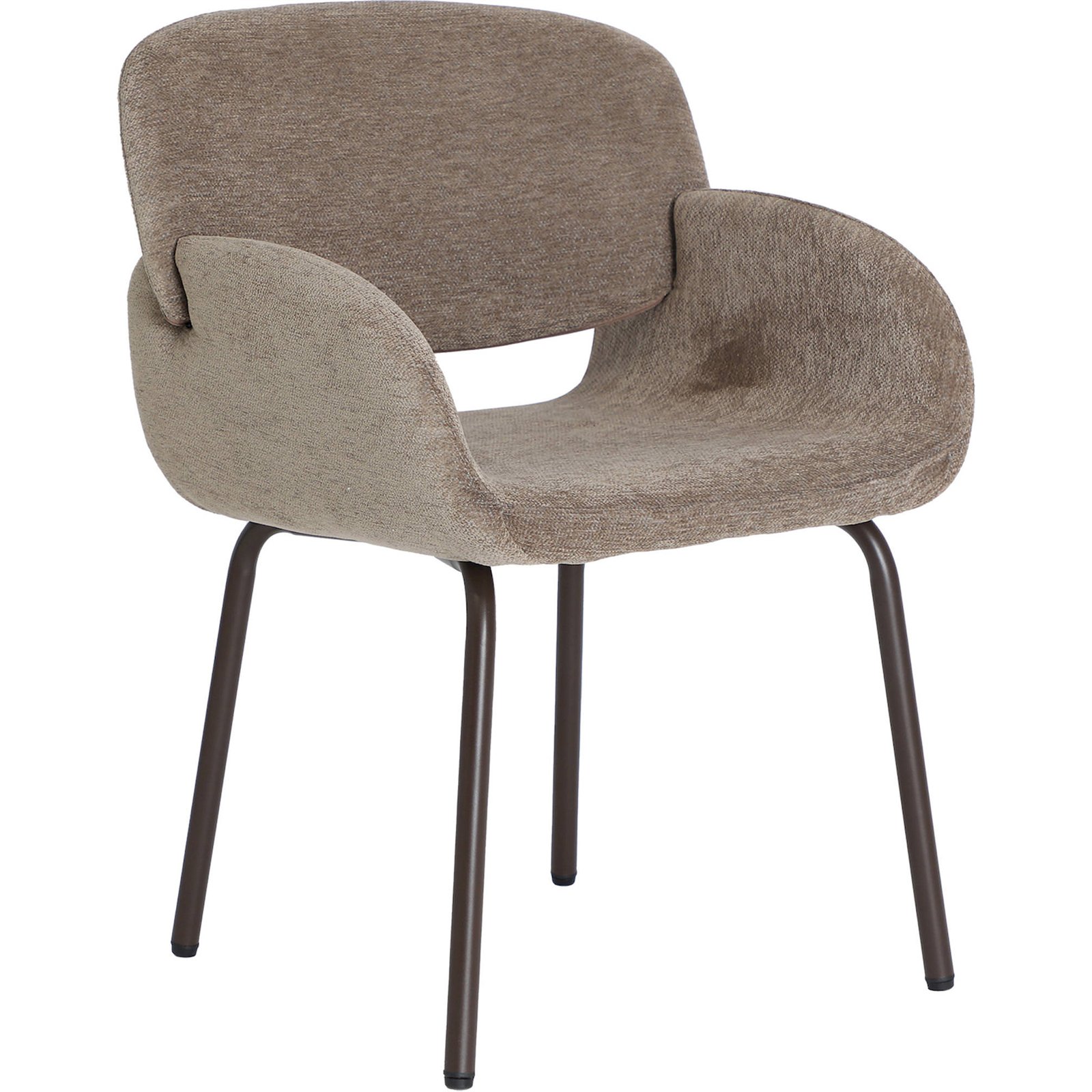 Lot De 2 Chaises Contemporaines Taupe En Polyester Et Fer Design Élégant - Taupe Effet Tissu Et Fer Marron