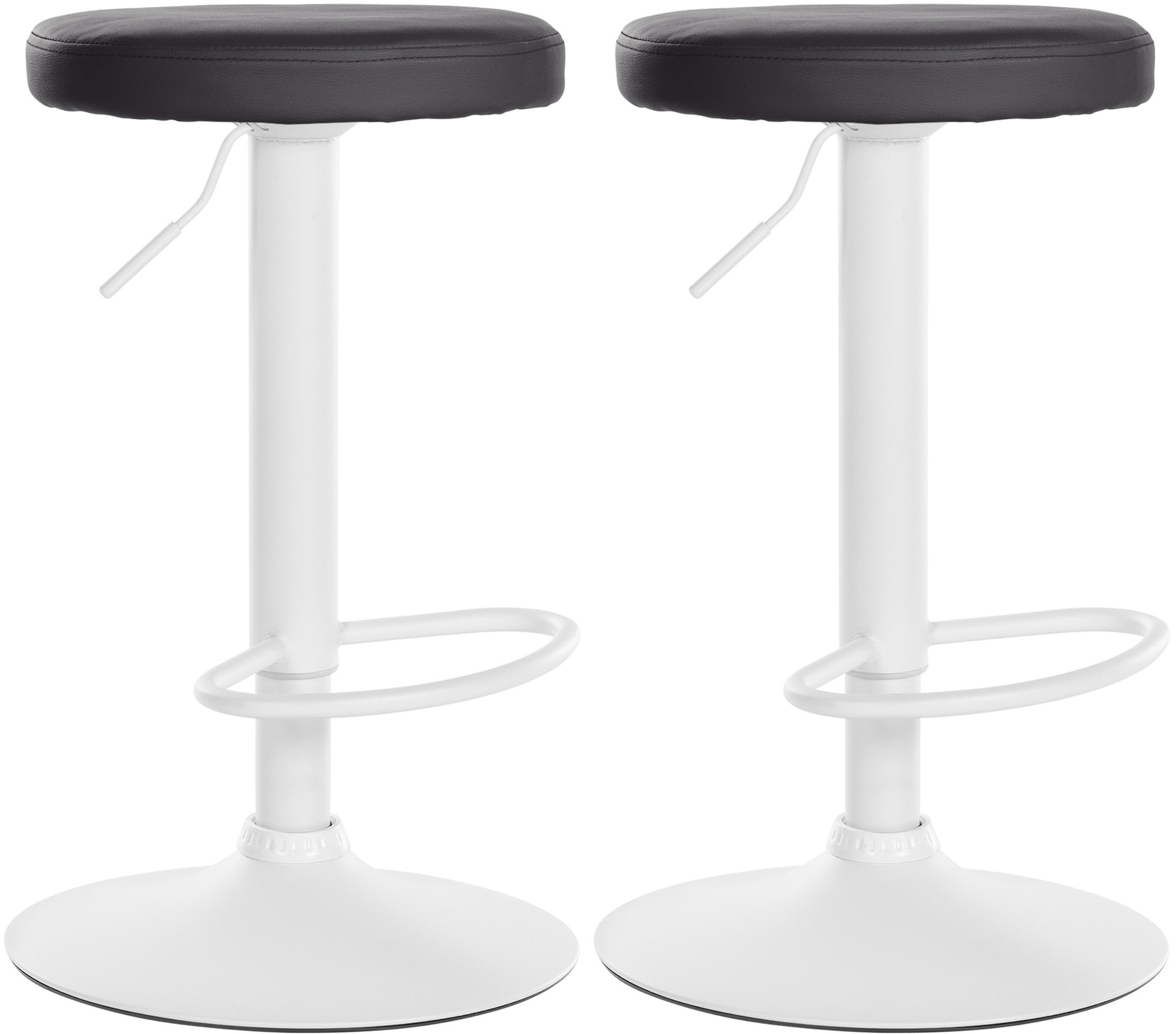 Lot De 2 Tabourets De Bar Ponte Simili Cuir Blanc Noir