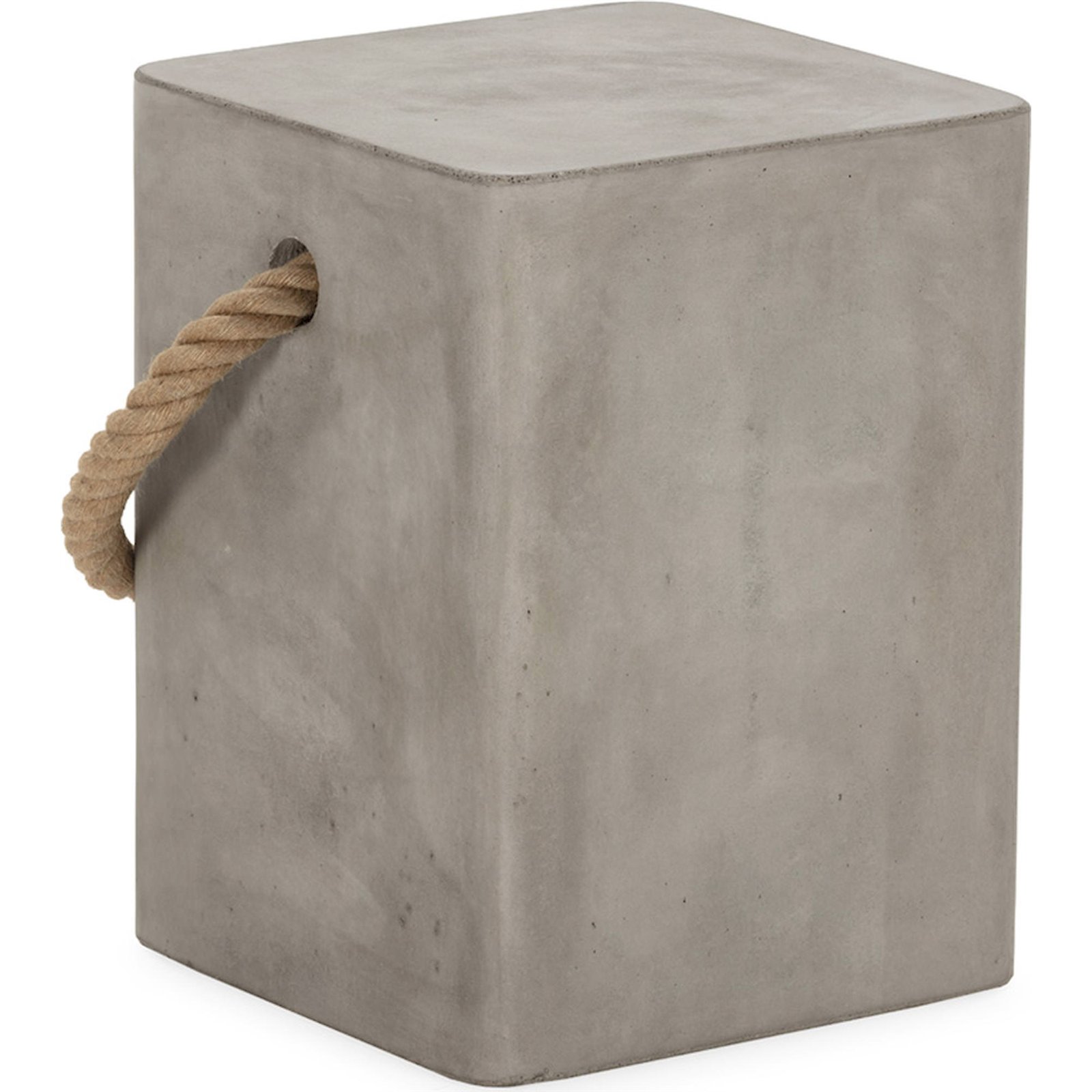 Tabouret Design Corde Et Ciment Naturel Esprit Contemporain - Gris Ciment Naturel Et Corde Beige