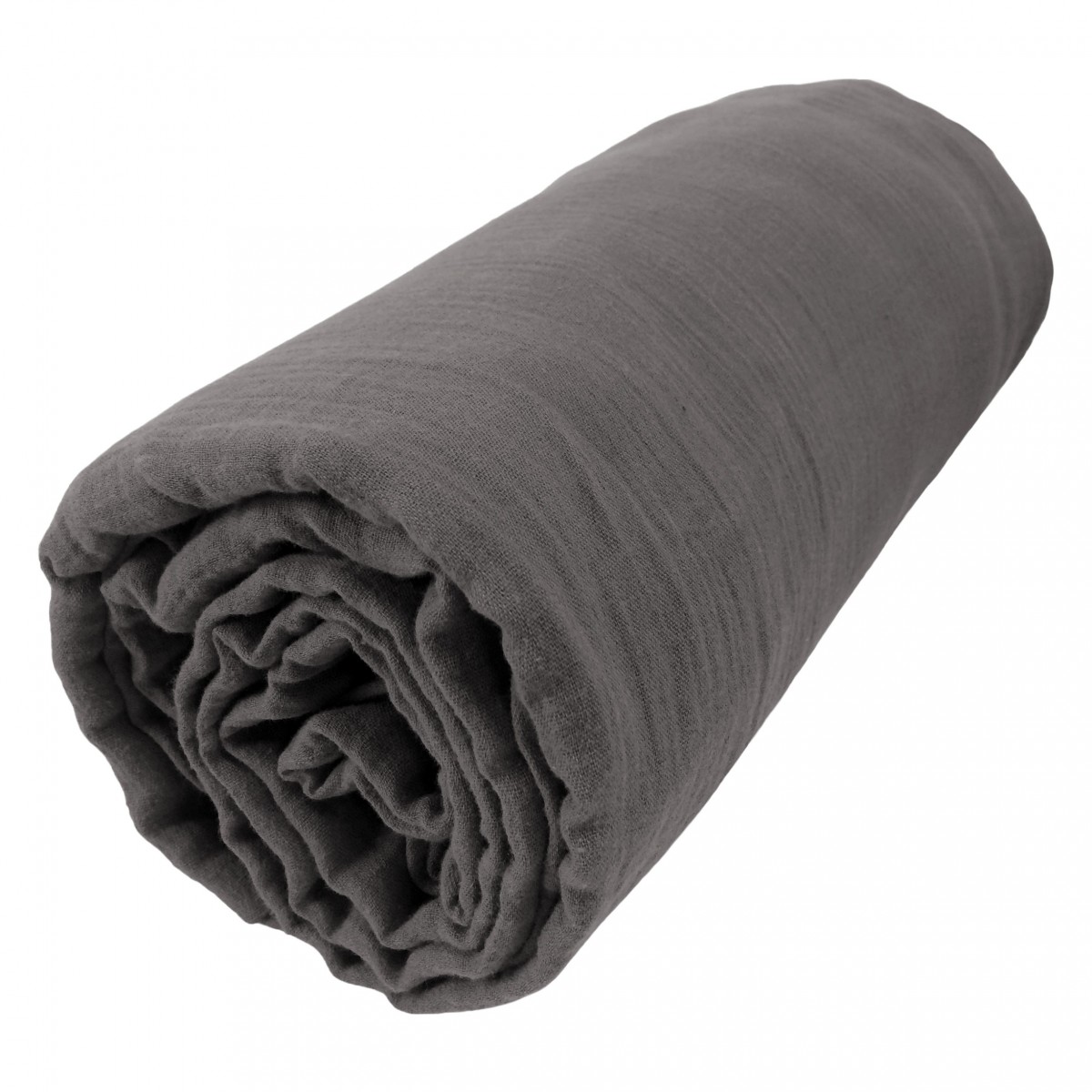 Drap Housse 180x200cm Double Gaze De Coton Granit