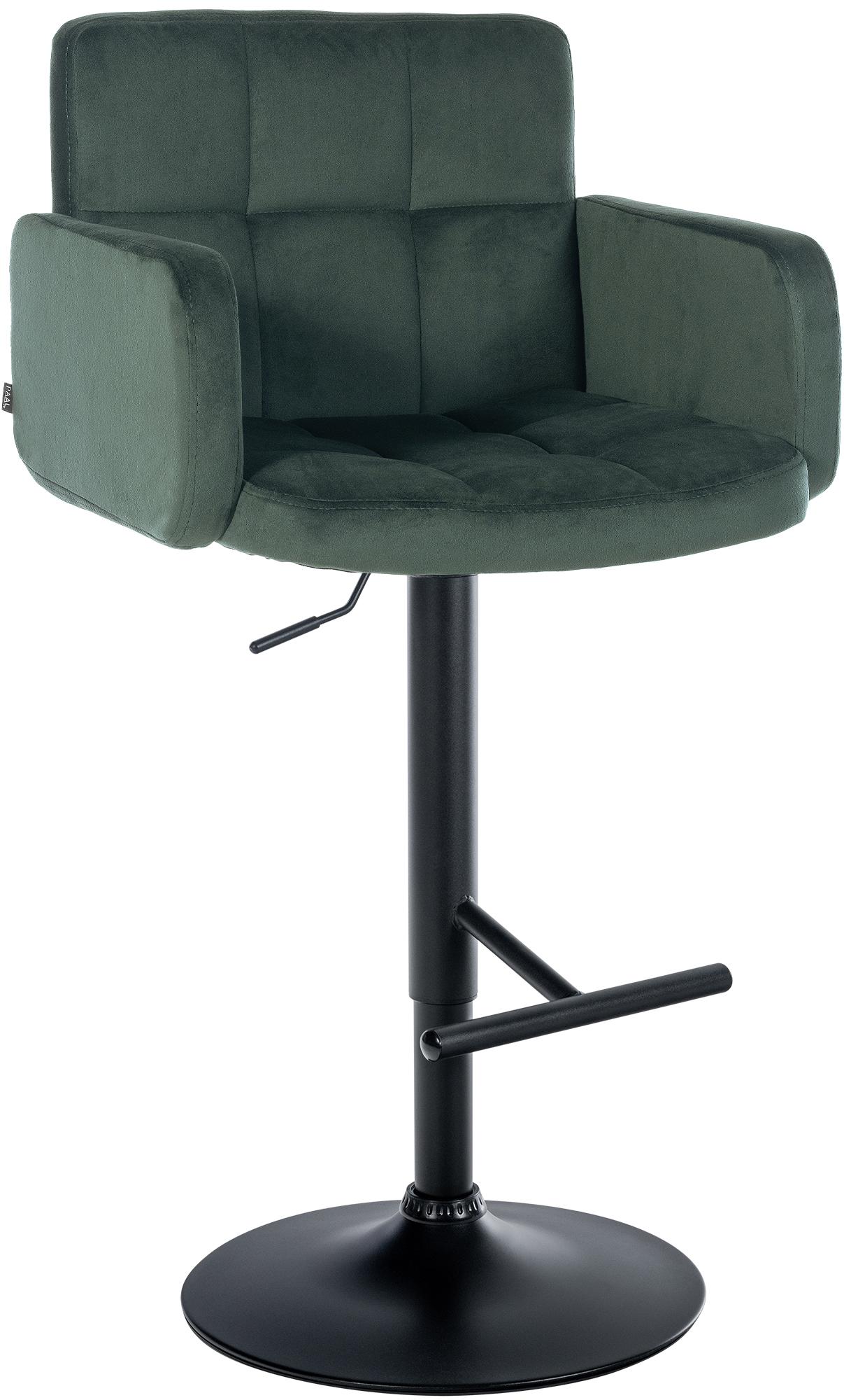 Tabouret De Bar Los Angeles Velours Noir Vert Foncé