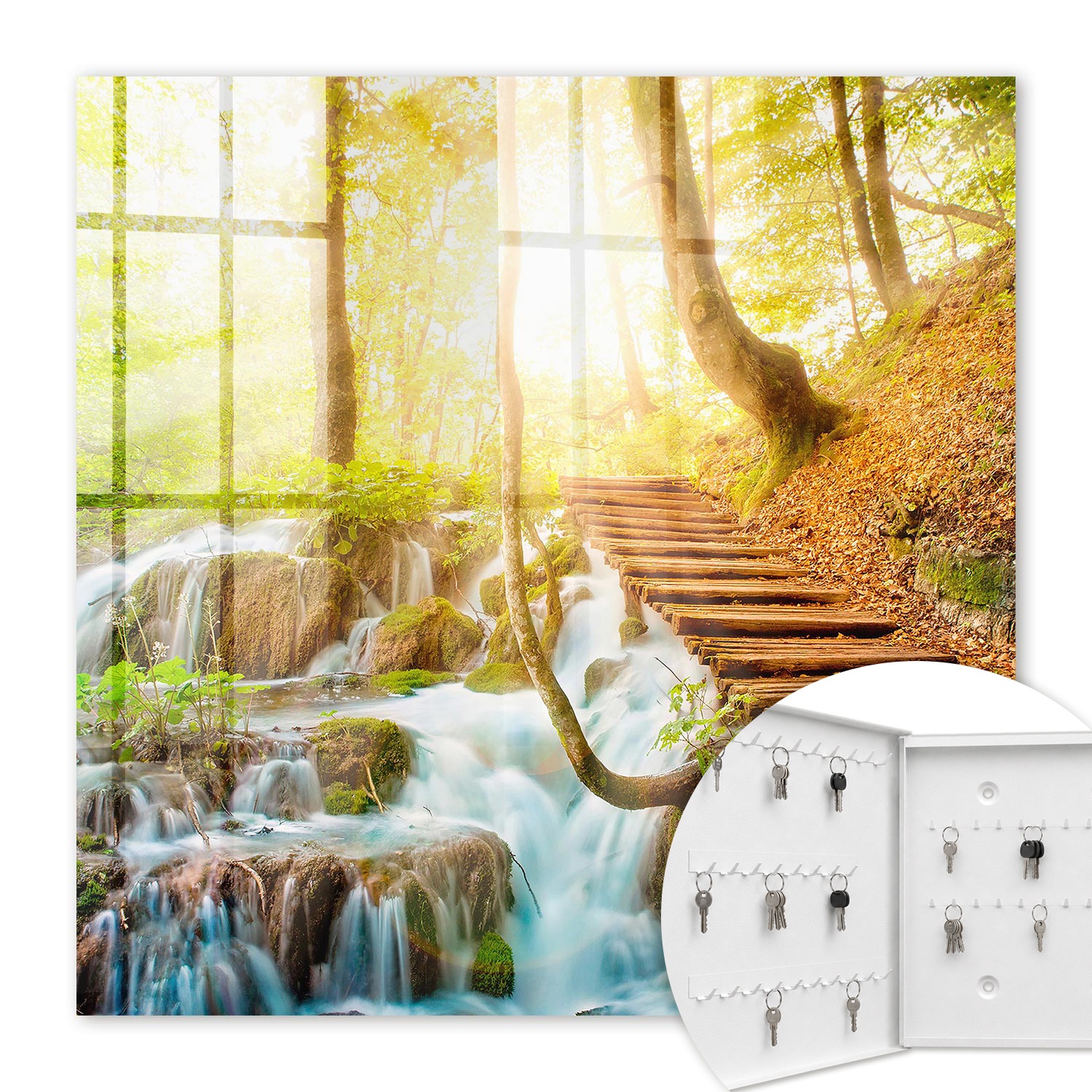 Armoire À Clés - (30 Cm X 30 Cm) - Boîte À Clés Murale - Coffret De Rangement Pour Clés - Couleur Blanche - Ouverture Vers La Gauche - Pour Maison Et Bureau - Un Coin De Forêt