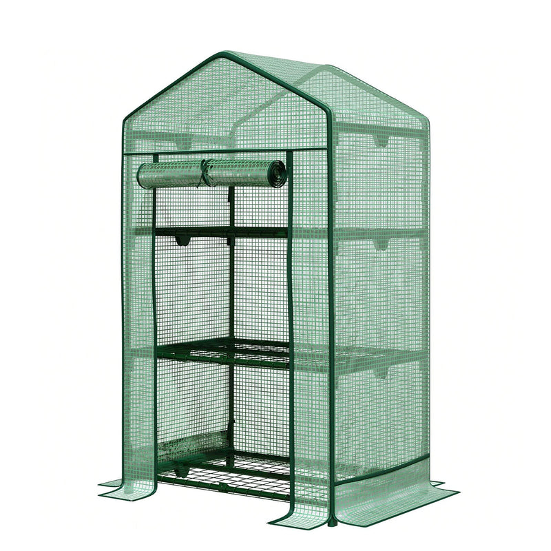 Serre De Jardin Bloom Cadre En Acier Robuste Serre Compacte Avec Étagères Modulables, 3 Niveaux