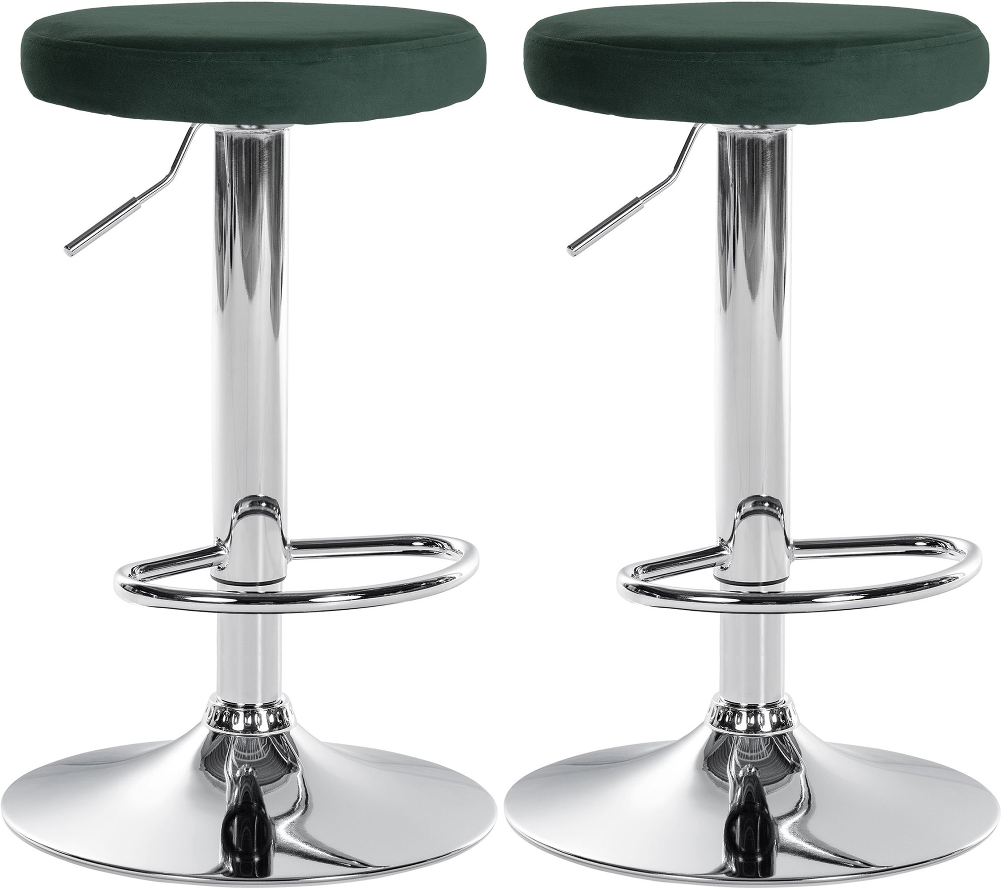 Lot De 2 Tabourets De Bar Ponte Velours Chrome Vert