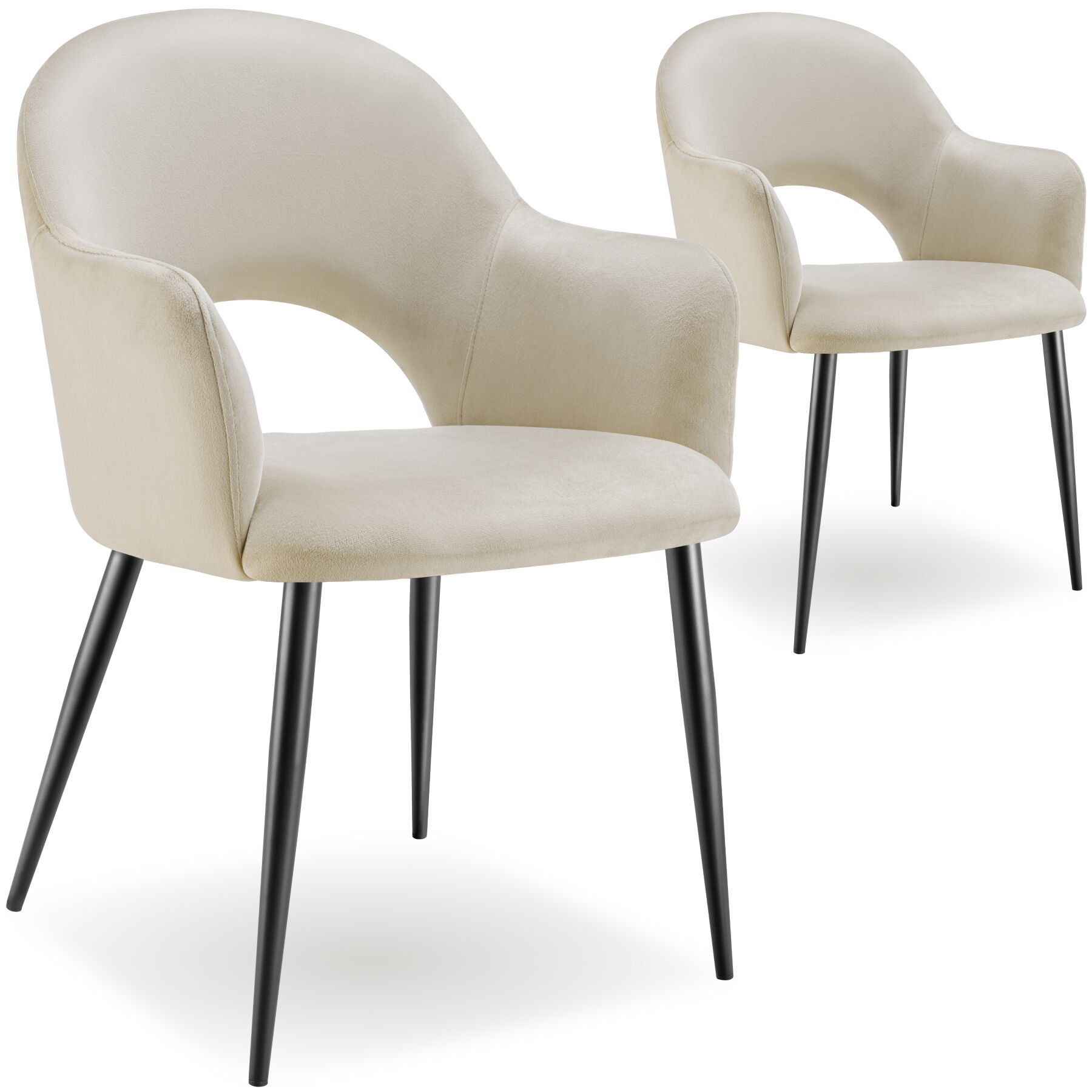 Lot 2 Fauteuils Aspect Velours Rembourré Max 120 Kg Crème