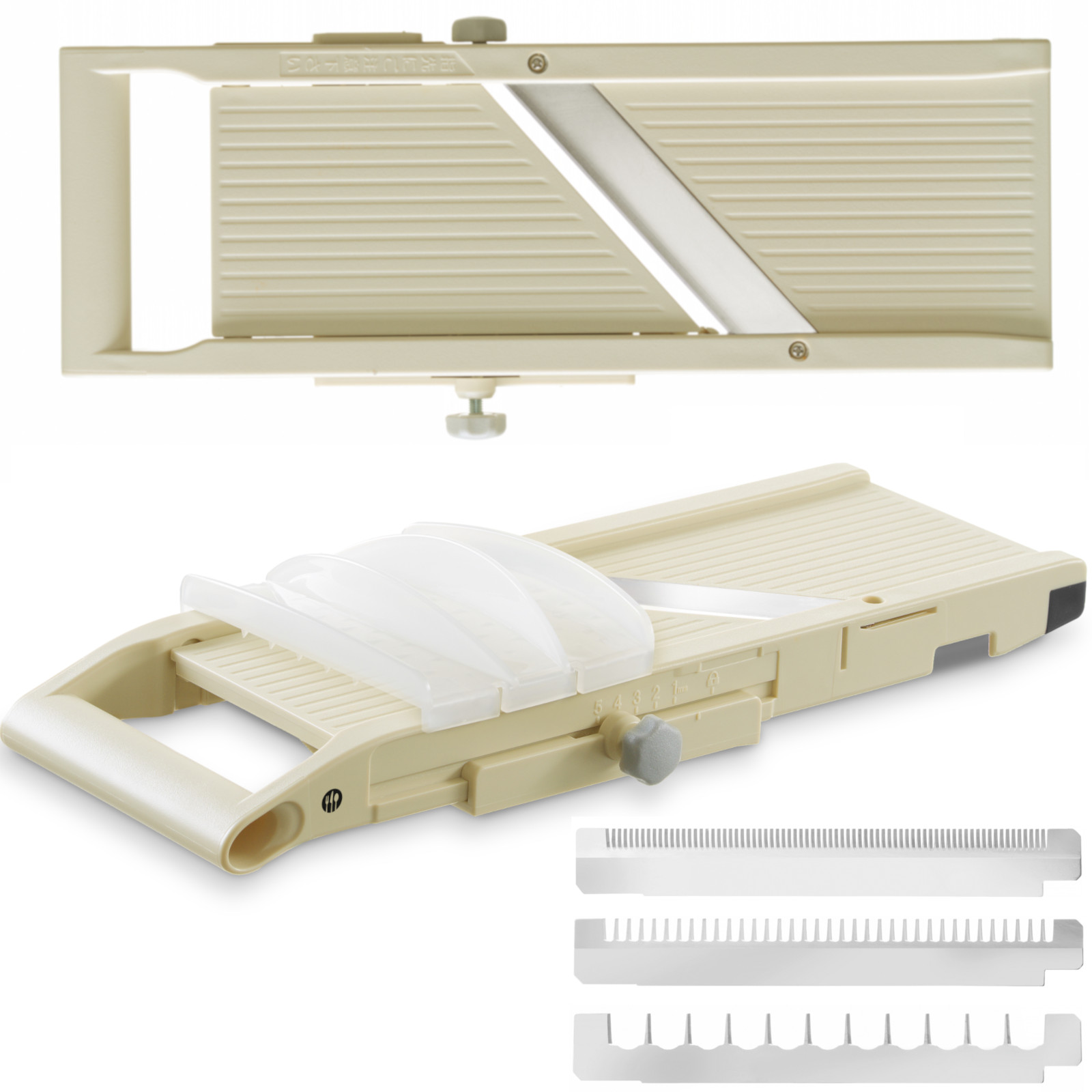Mandoline Japonaise Pour Tranches En Lanières, 3 Lames Remplaçables, Shogun, 380 X 158 Mm