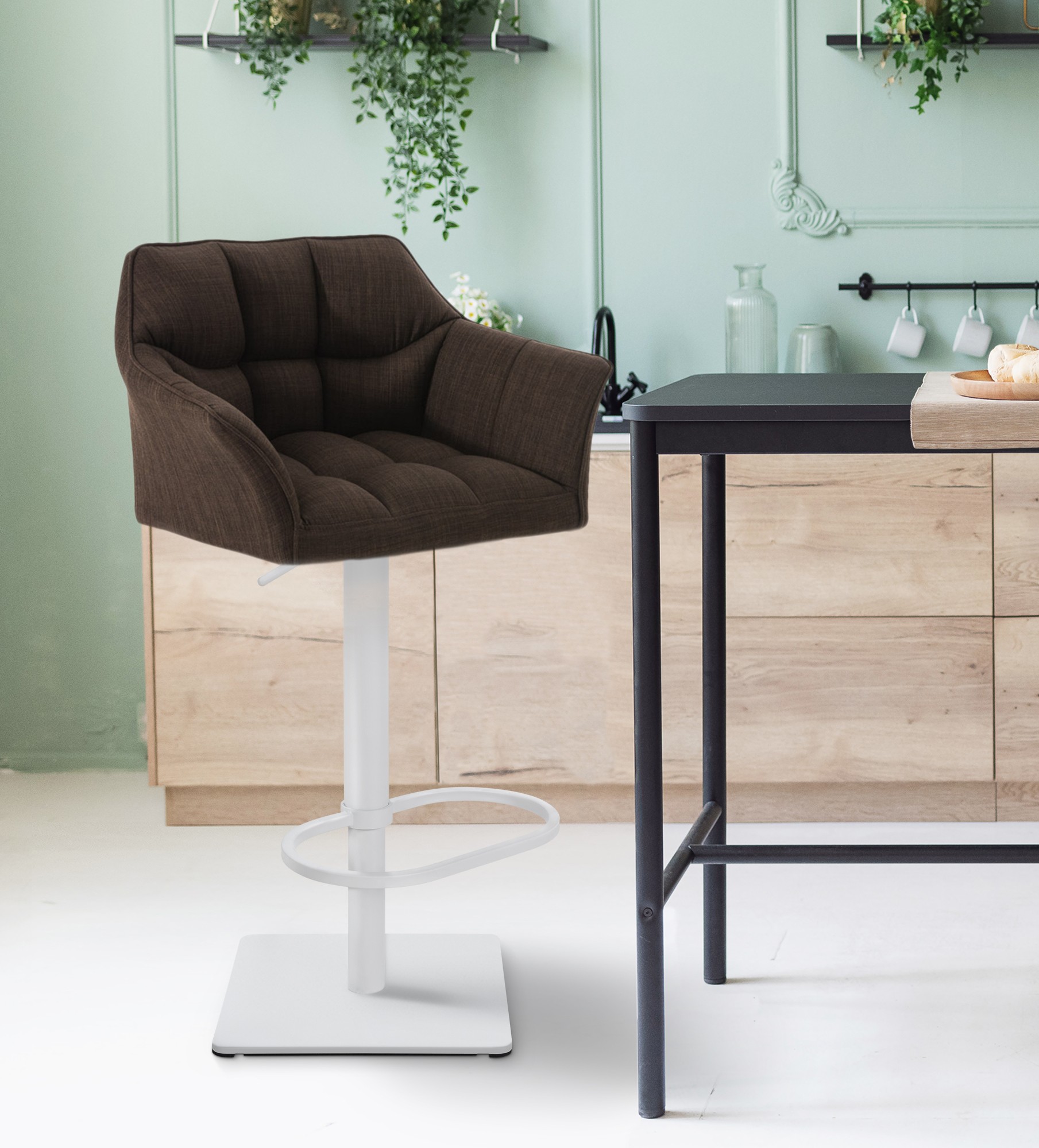 Tabouret De Bar Damaso W Tissu Brun