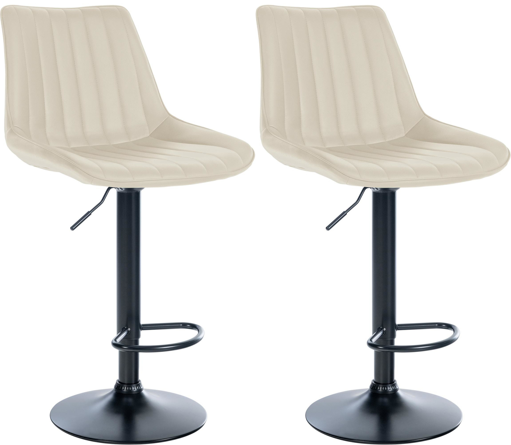 Lot De 2 Tabourets De Bar Toni Simili Cuir Noir Crème