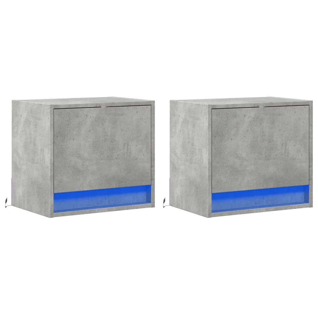 Lot De 2 Tables De Chevet Murales Avec Lumières Led 45 X 31 X Dec036154
