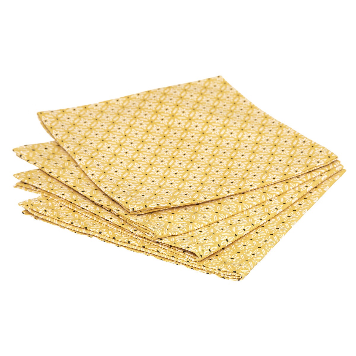 4 Serviettes De Table Graphique Jaune