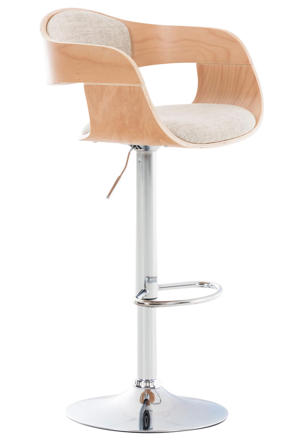 Tabouret De Bar X1 Design Scandinave En Tissu Crème Et Structure En Bois Clair 10_0005050