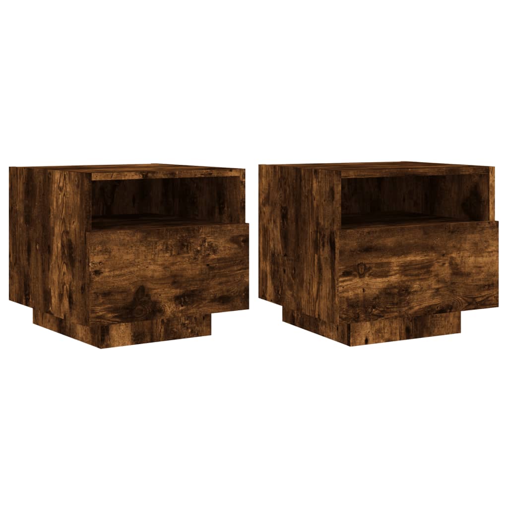 Lot De 2 Table De Chevet Avec Tiroir Et Lumières Led Rvb 40 X Dec032827