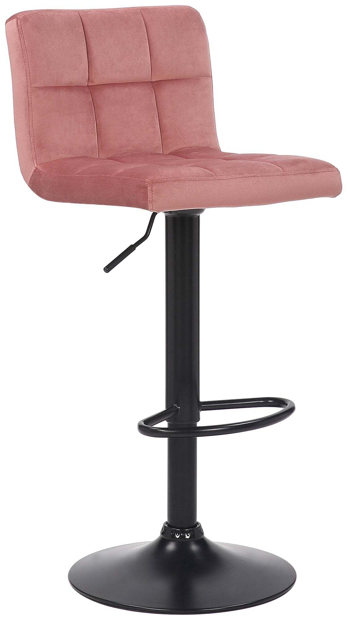 Tabouret De Bar En Velours Rose Avec Pieds En Métal Noir Assise Rembourée Repose-pieds Tdb10178