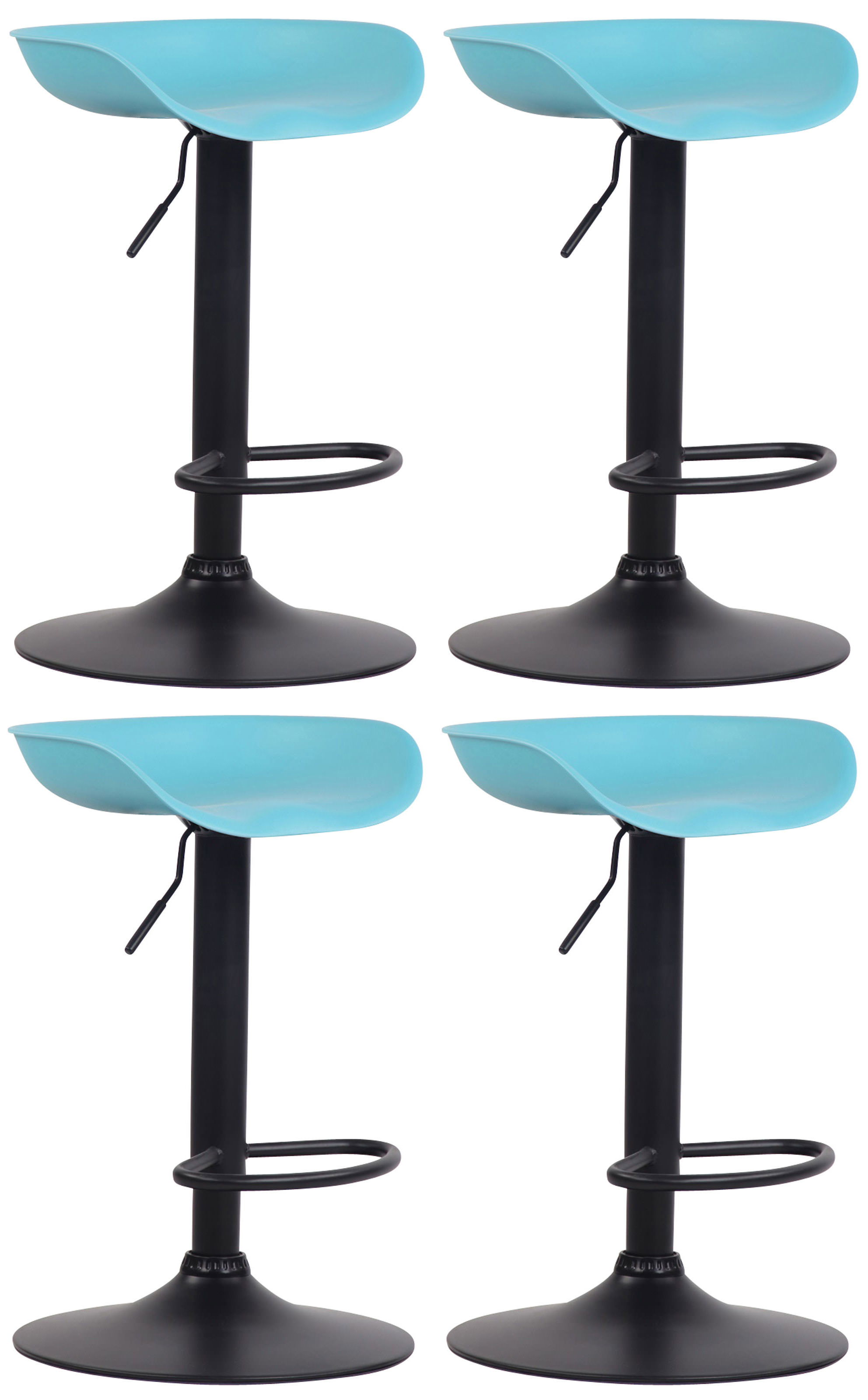 Lot De 4 Tabourets De Bar Anaheim Plastique Noir Bleu