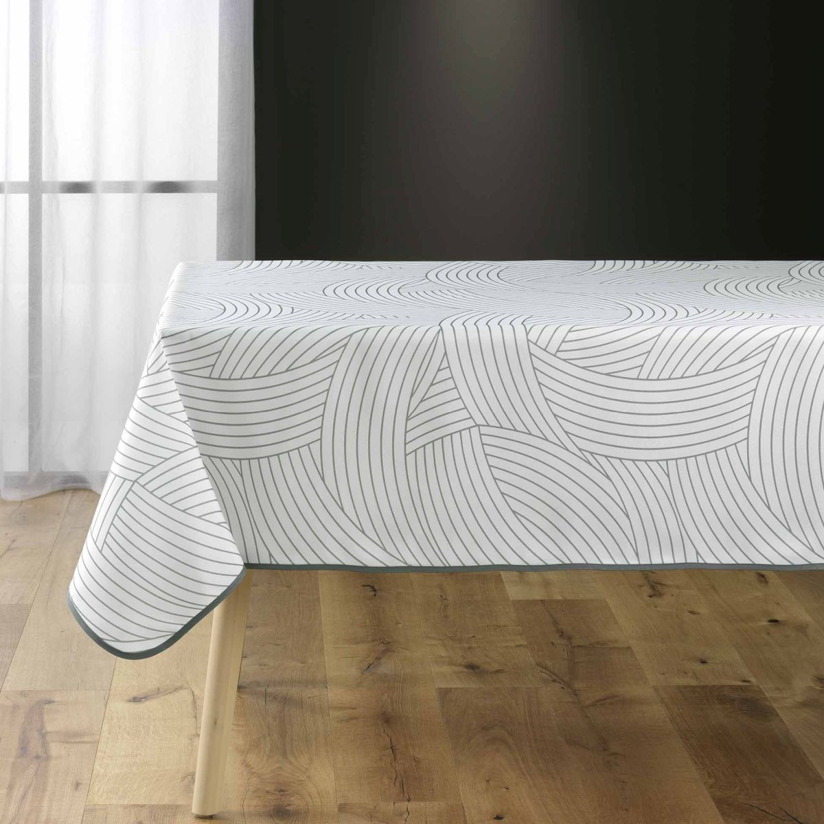Nappe Antitache Imprimé "linea" 150x200cm Blanc