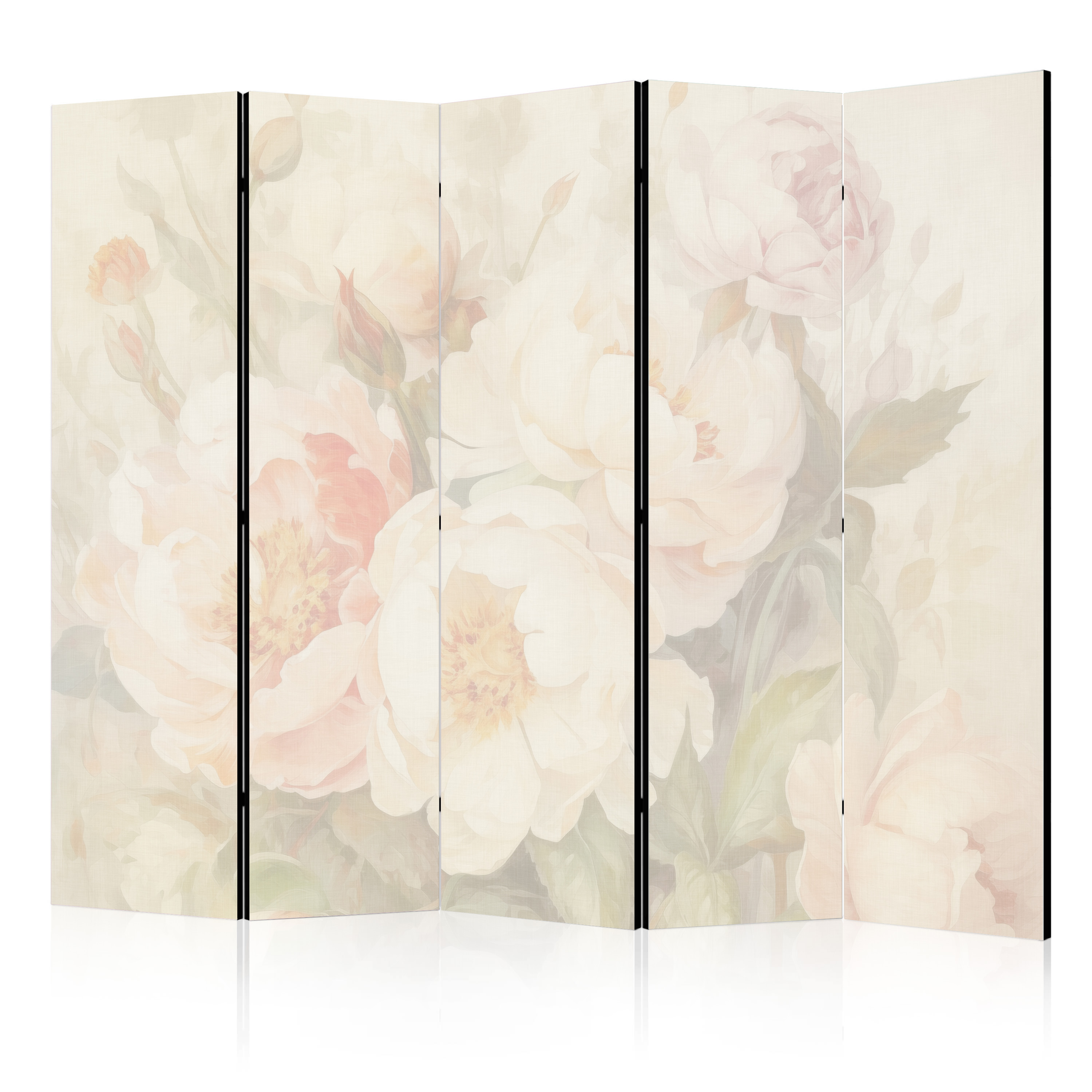 Paravent -grandes Fleurs Lumineuses Dans Une Brume Blanche 225x172