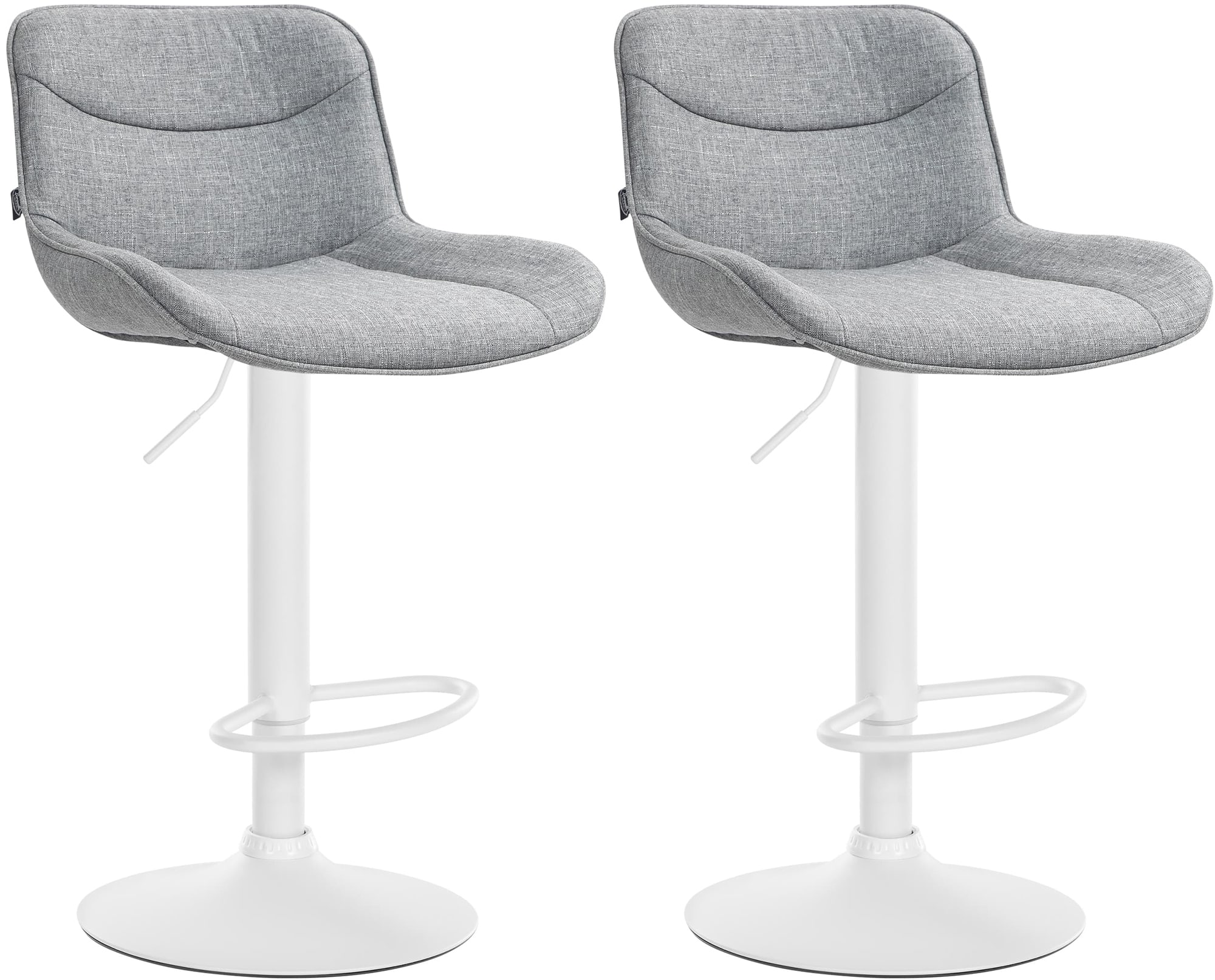 Lot De 2 Tabourets De Bar Vonore Tissu Blanc Gris