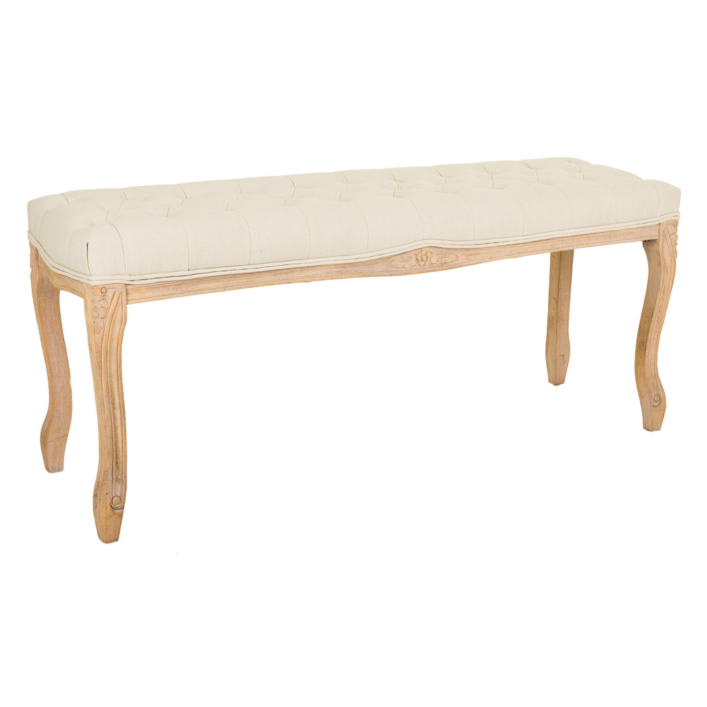 Banc En Bois Tapissé Couleur Crème 110x36x47