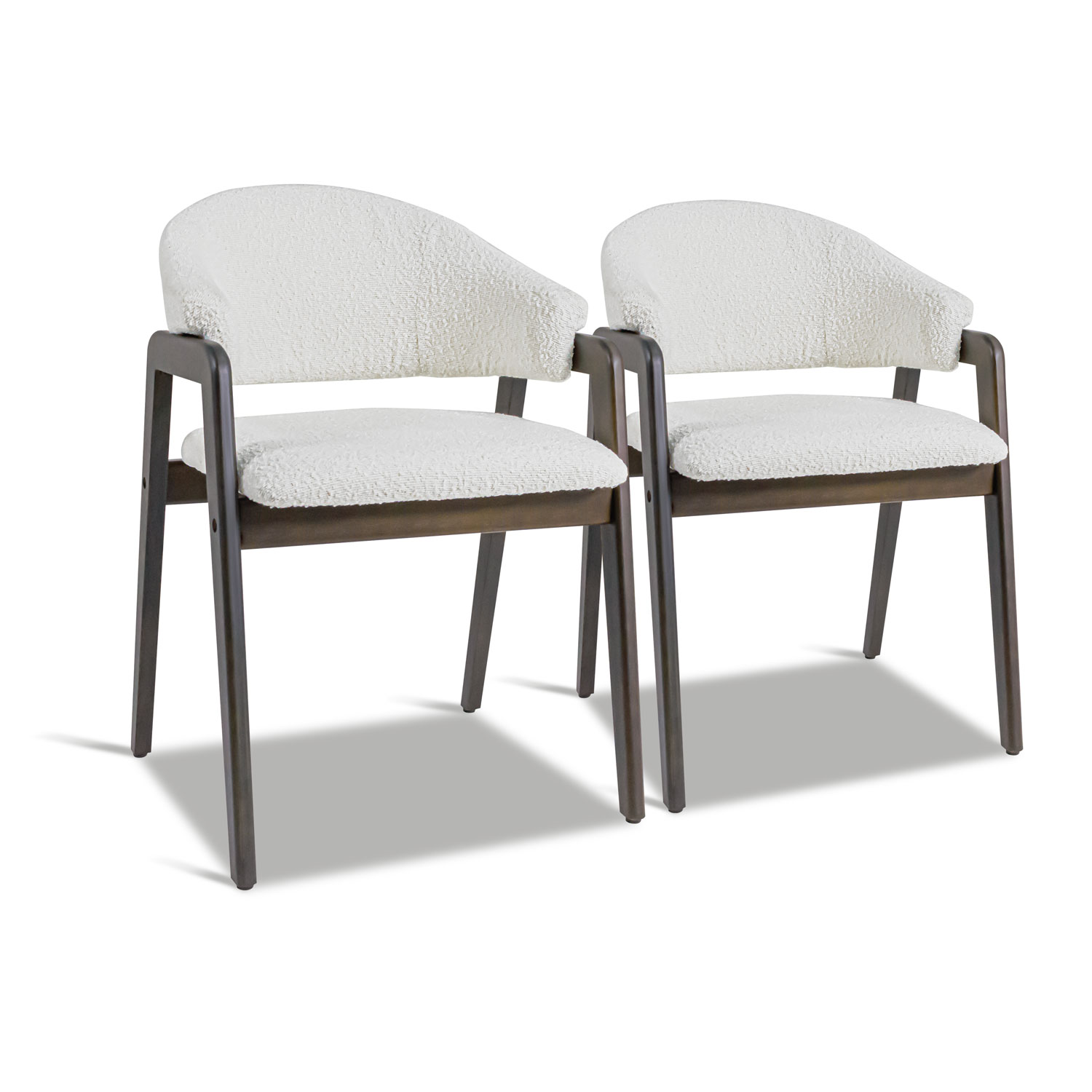 Canberra Bouclè - Paire De 2 Petits Fauteuils En Bois Massif De Parawood Et Tissu Bouclé Anti-tache