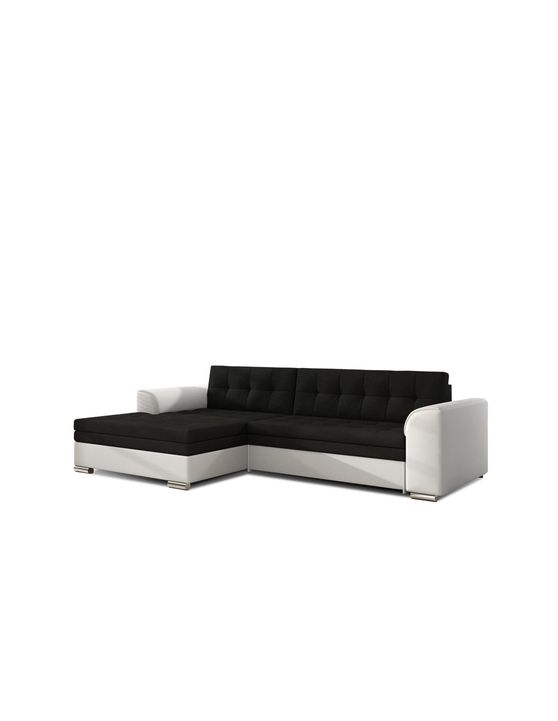 Canapé D'Angle Convertible Conforto 4 Places Noir Et Blanc - Angle Gauche