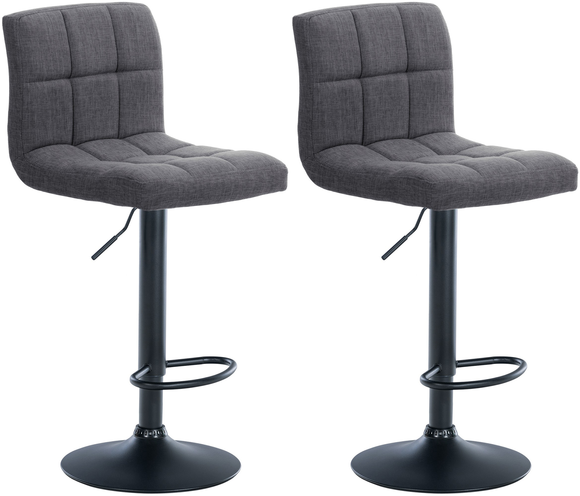 Lot De 2 Tabourets De Bar Calma Tissu Noir Gris Clair