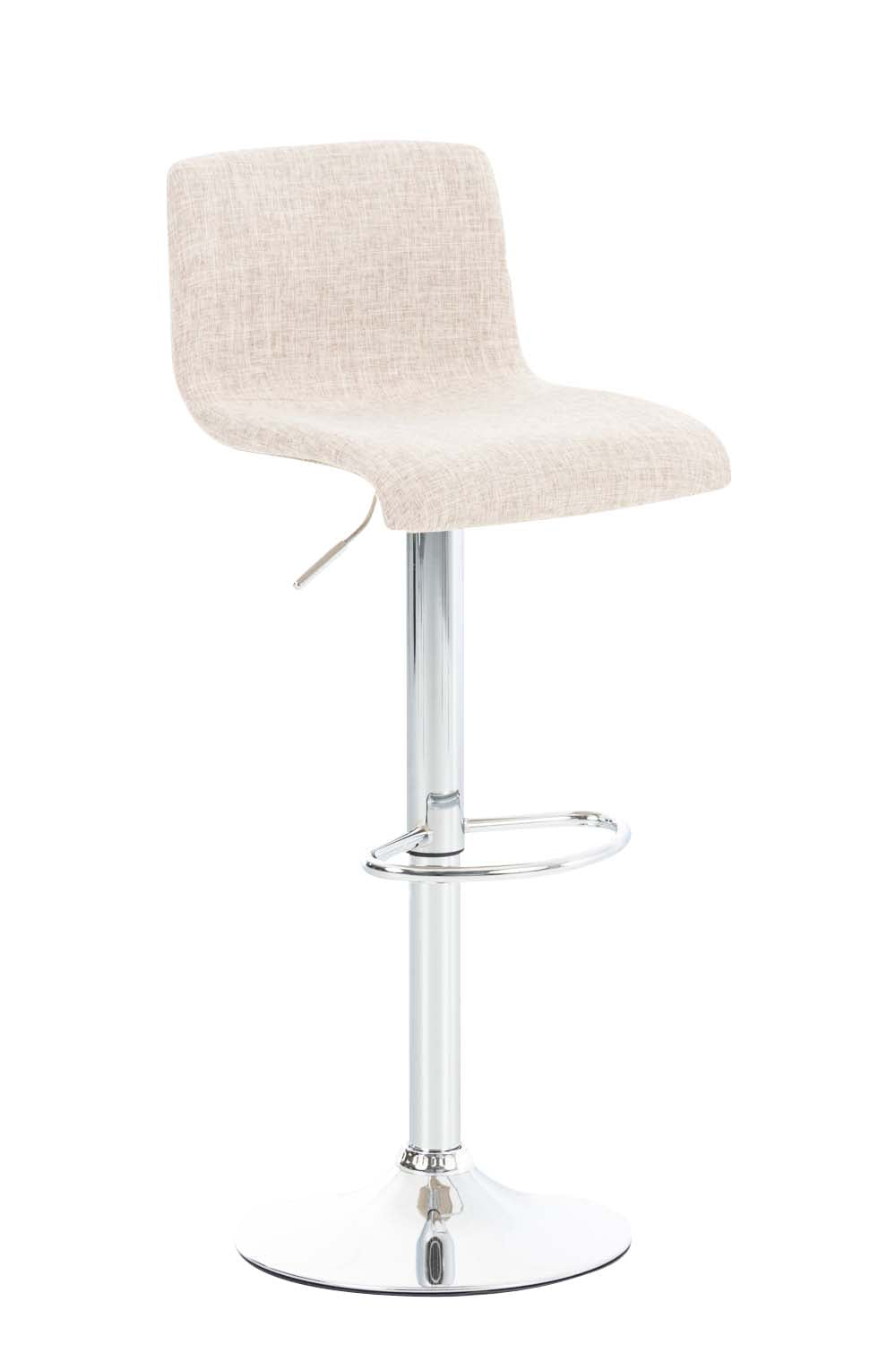 Tabouret De Bar X1 Avec Repose-pieds Pivotant Dossier Incurvé En Tissu Crème Et Métal 10_0004966