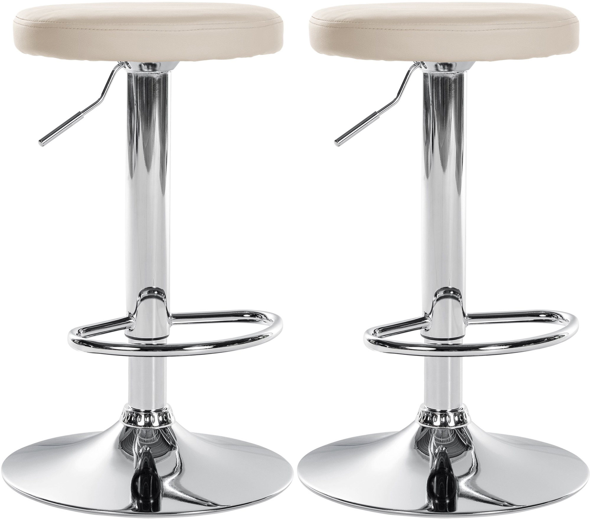 Lot De 2 Tabourets De Bar Ponte Simili Cuir Chromé Crème