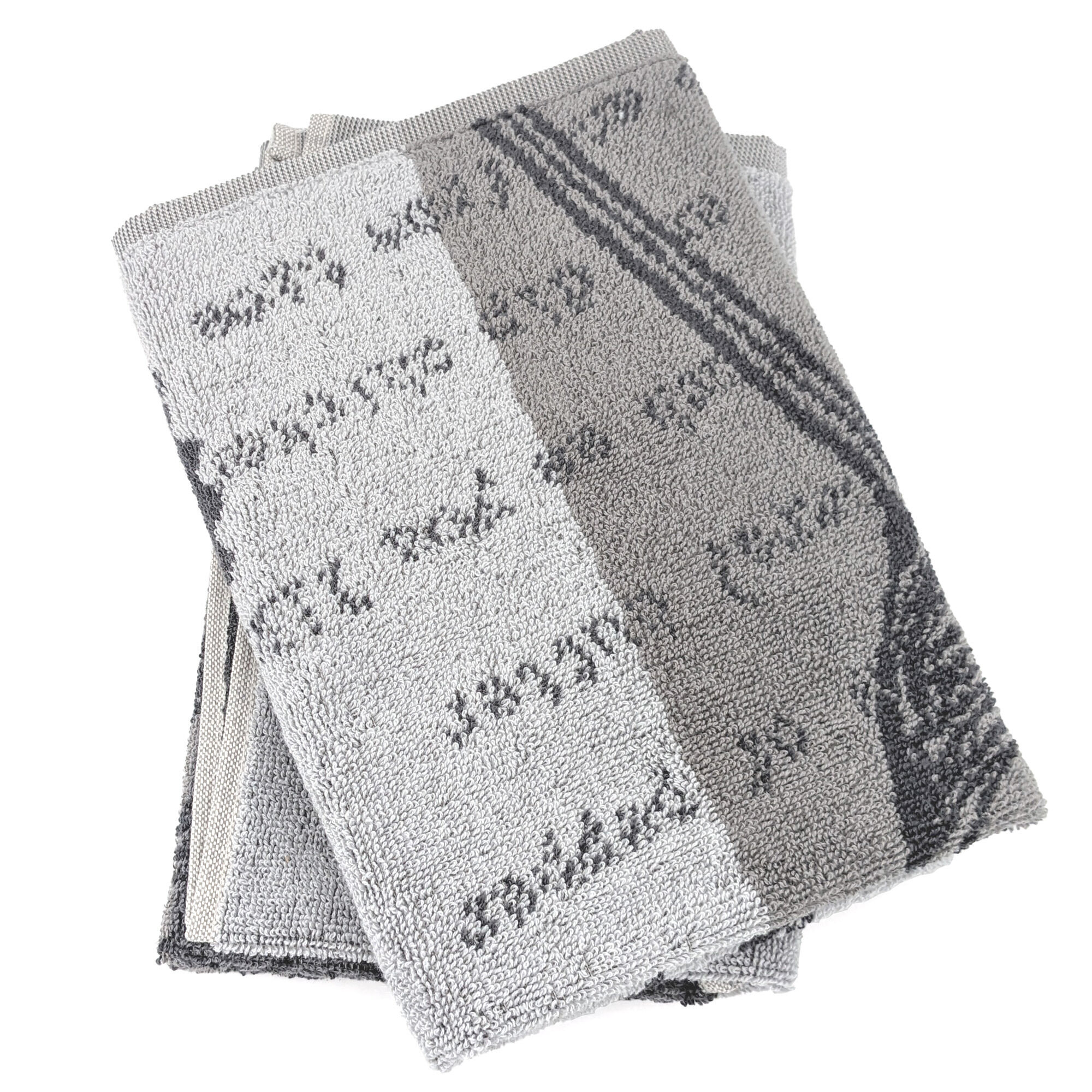 Lot De 2 Torchons De Cuisine Pur Coton 50x50 Cm Collection Bbq Gris
