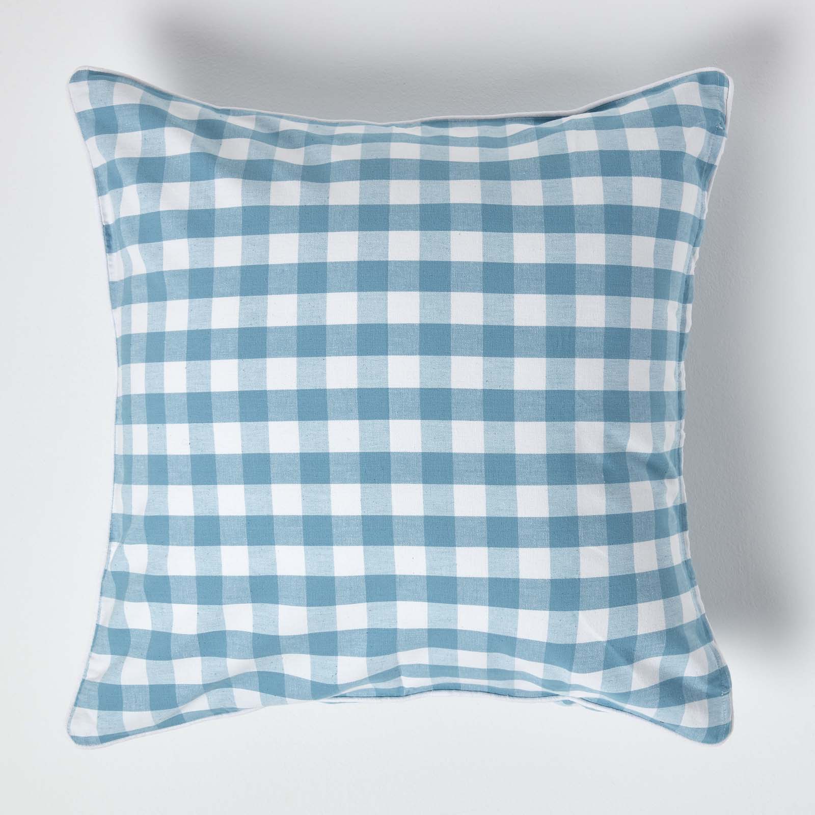 Housse De Coussin À Grands Carreaux Vichy Bleu, 60x60cm - Homescapes