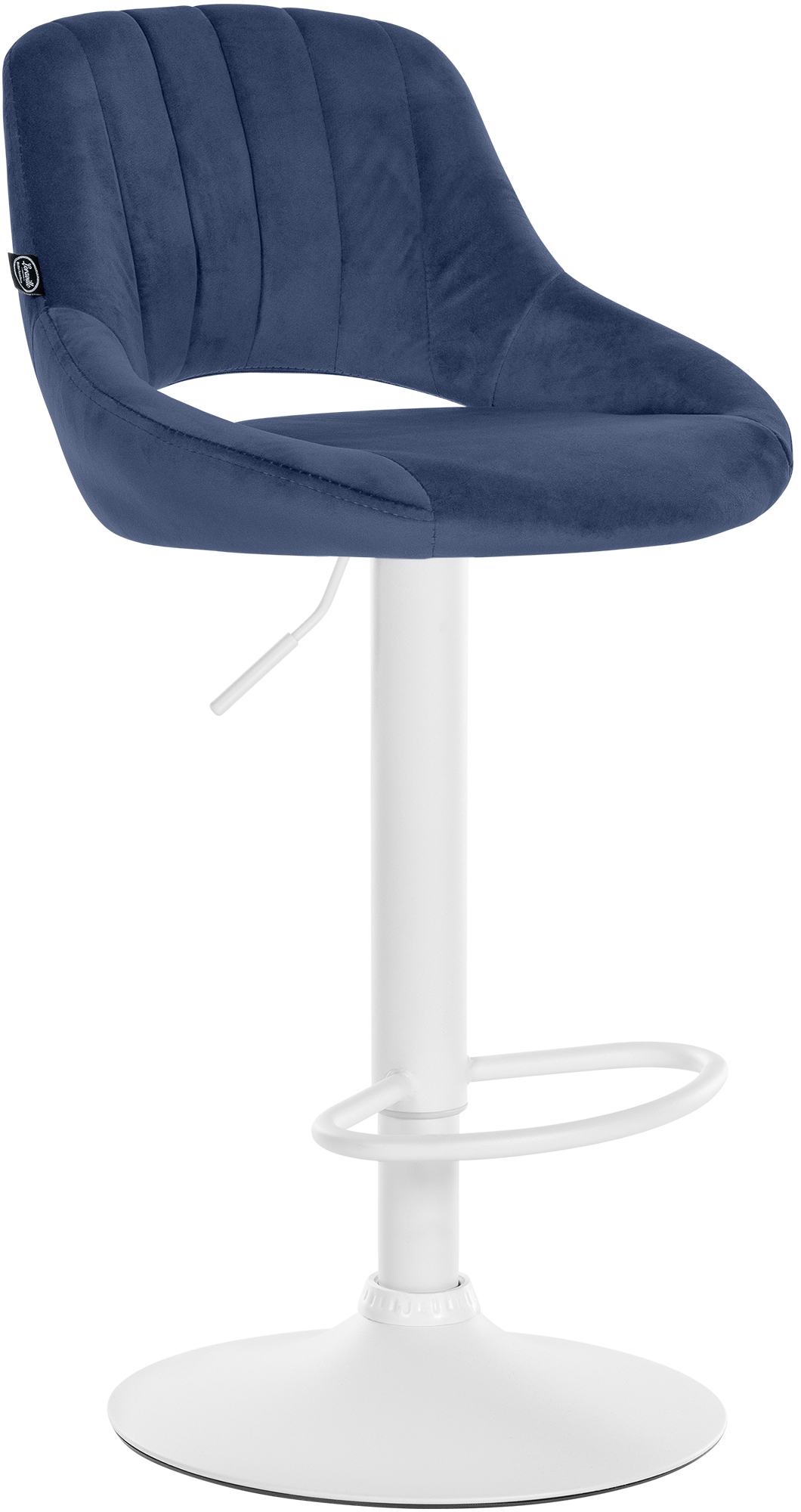 Tabouret De Bar Milet Velours Blanc Bleu