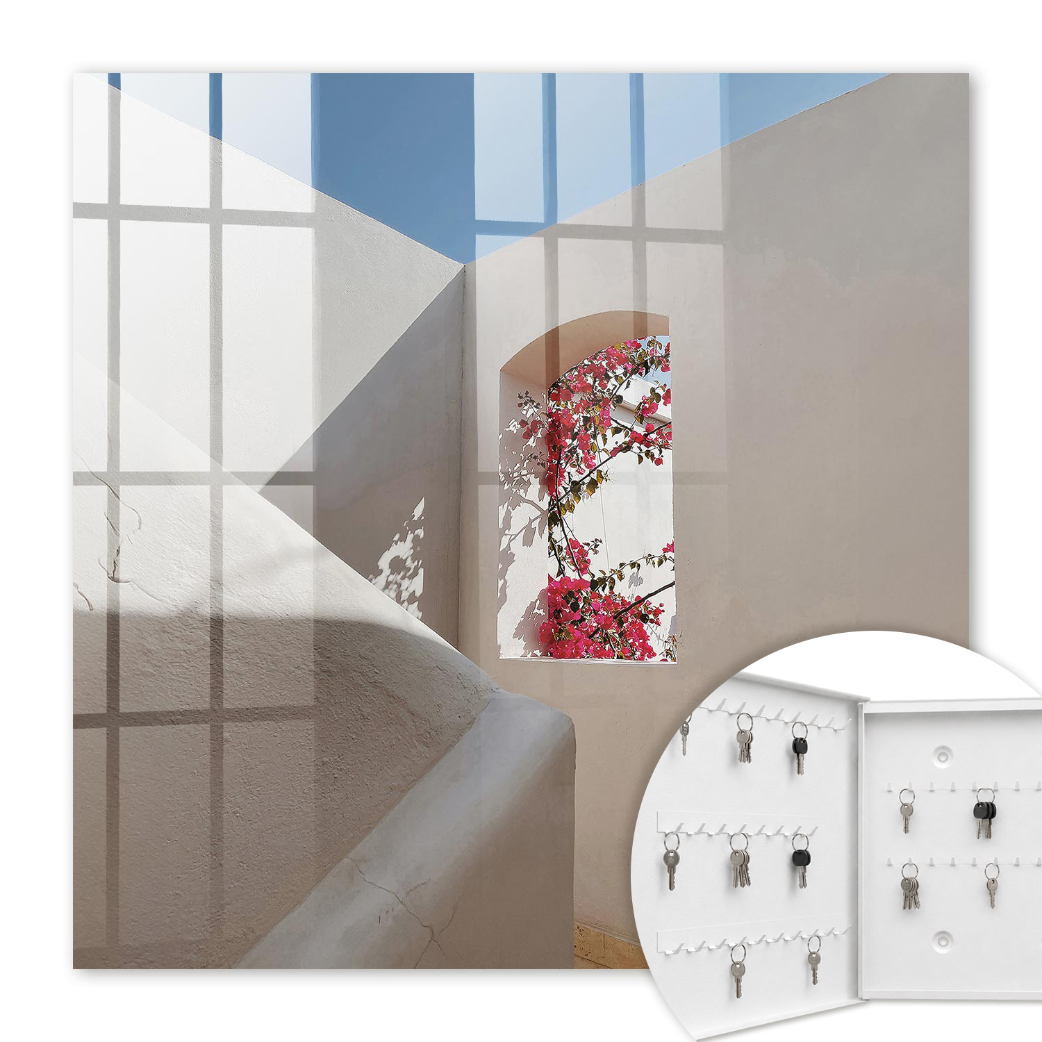 Armoire À Clés - (30 Cm X 30 Cm) - Boîte À Clés Murale - Coffret De Rangement Pour Clés - Couleur Blanche - Ouverture Vers La Gauche - Pour Maison Et Bureau - Un Coin Tranquille