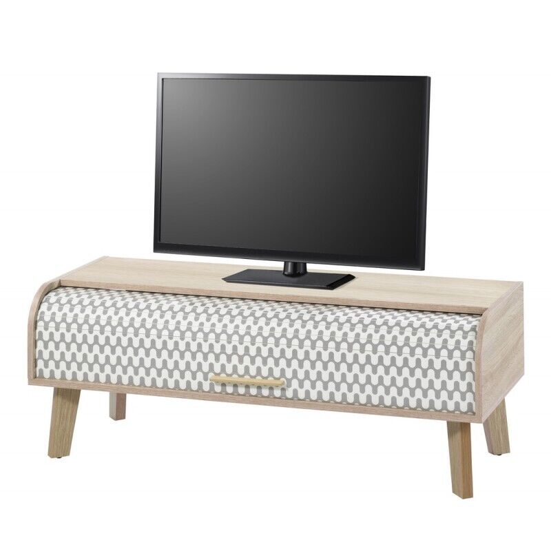 Meuble Tv Beaux Meubles Pas Chers 810 Vintage Chêne 114 Cm 1 Rideau Marron