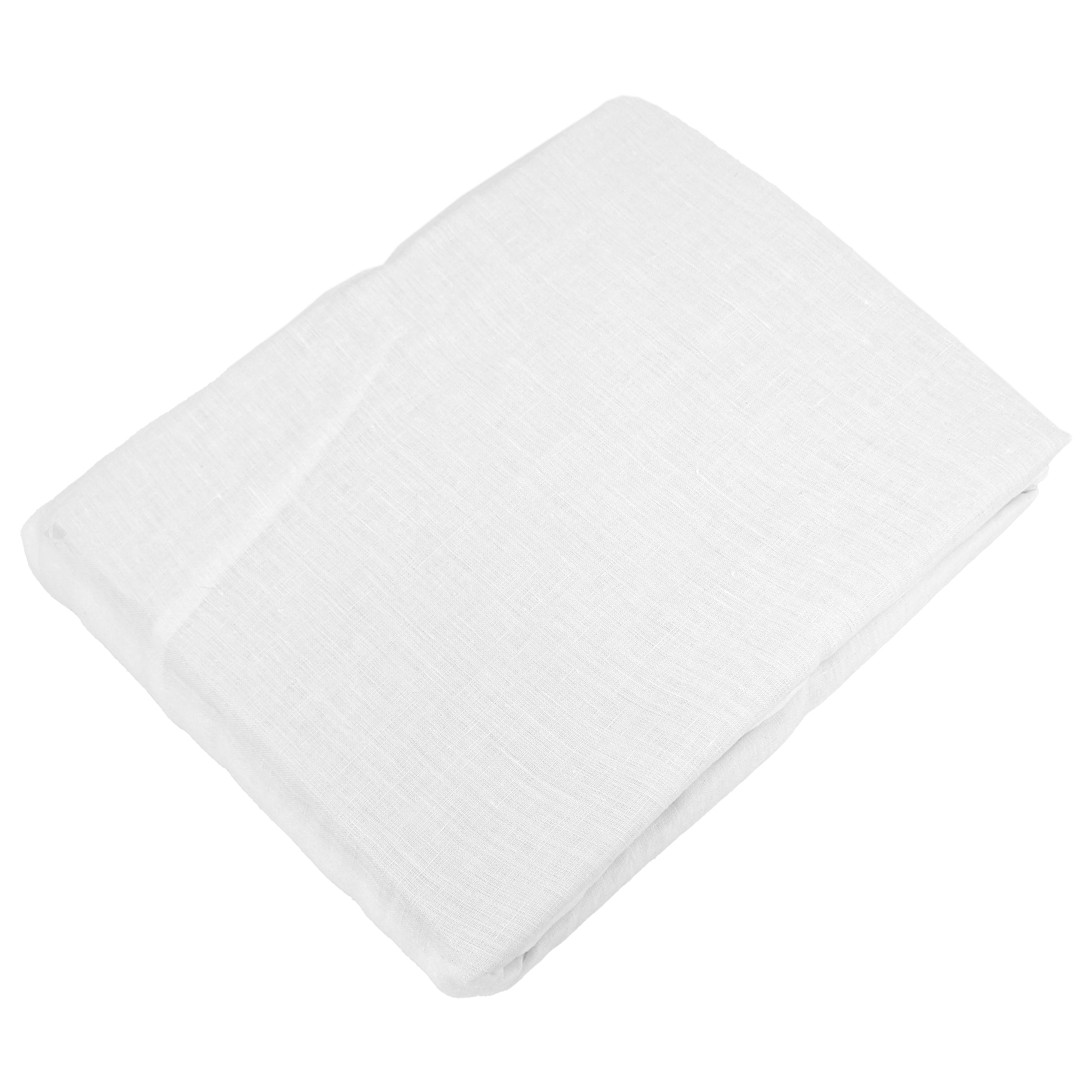 Drap Housse En Lin Lavé Froissé 90x190 Cm Sonate Blanc Neige