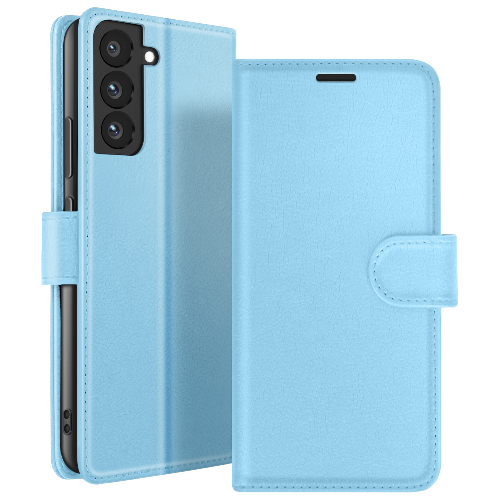 Étui Portefeuille Pour Samsung Galaxy S22 Support Et Languette Bleu Ciel Zanaé