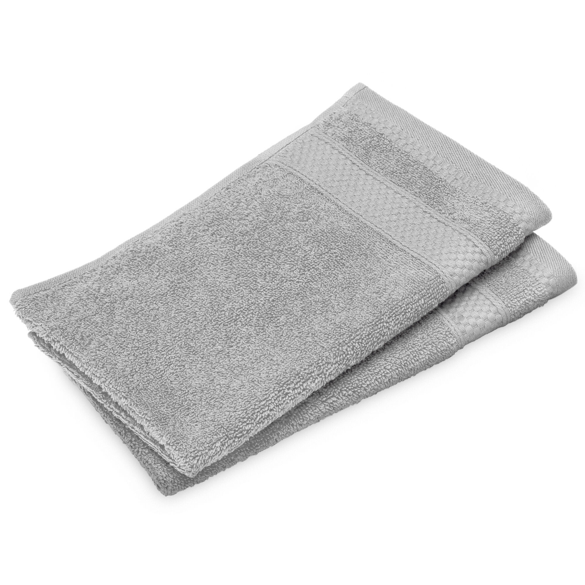 Lot De 2 Serviettes Invité Coton 550g/m2 30x50cm Naïa Gris Perle