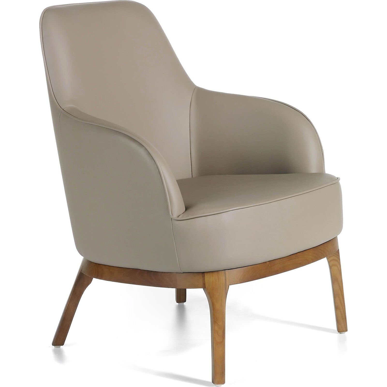 Chaise Rembourrée En Simili Avec Pieds Bois Massif De Frêne - Vison, Noyer