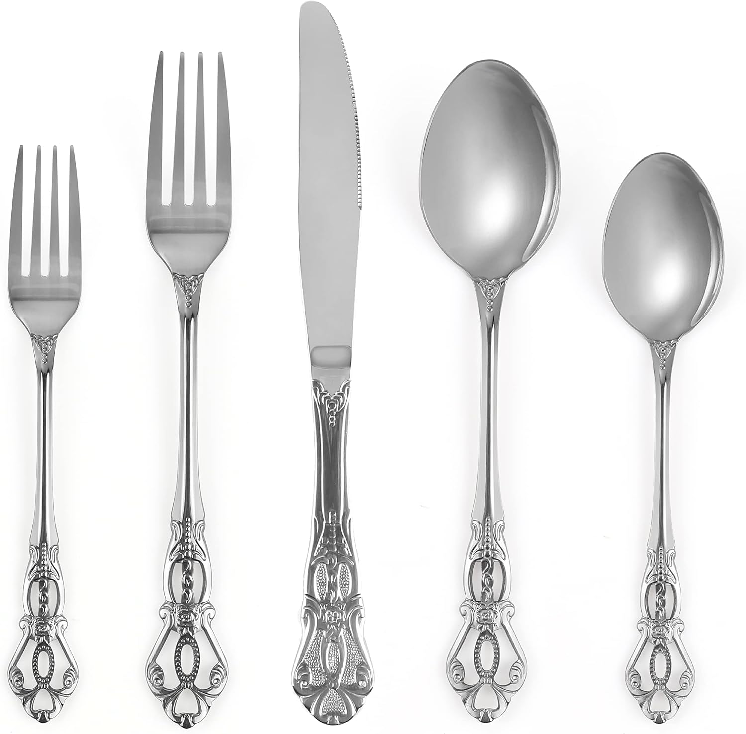 Set De Couverts Rétro Pour 4 Personnes En Acier Inoxydable 20 Pièces Gris